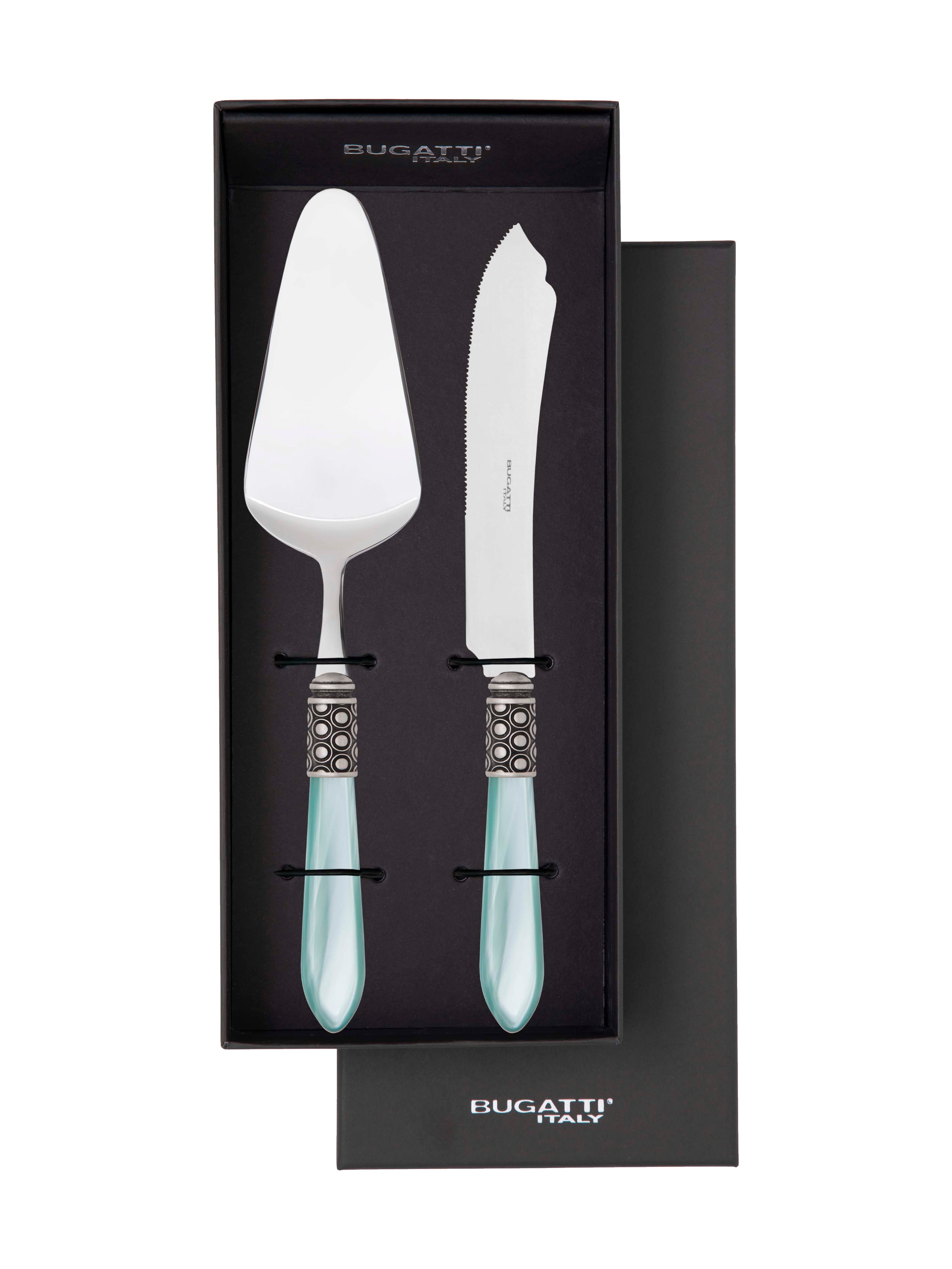 Optical Antique 2 Piece Cake Serving set - Aqua