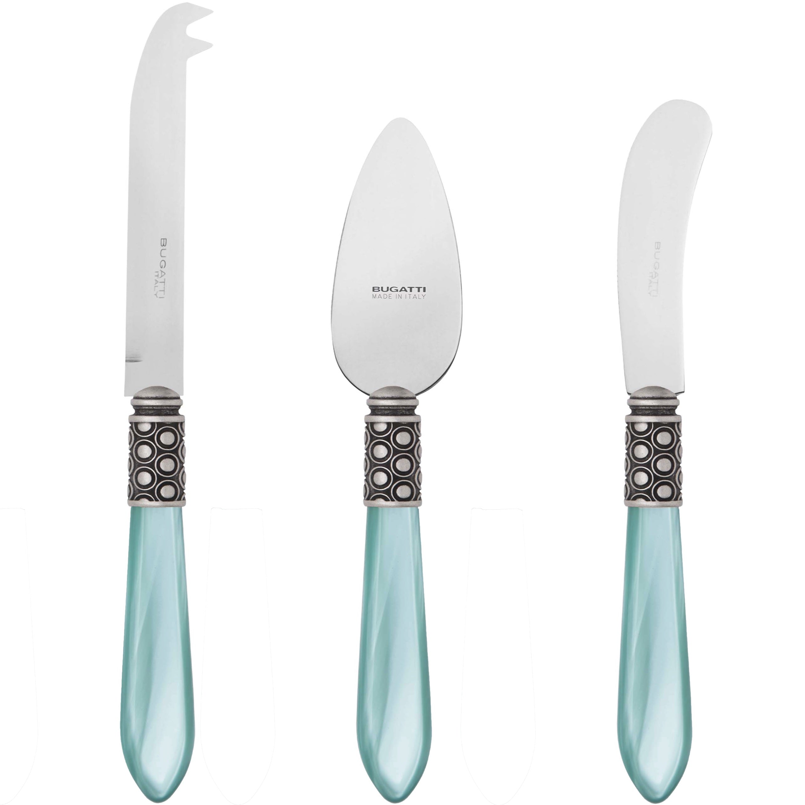 Optical Antique 3 Piece Cheese Knife Set - Aqua