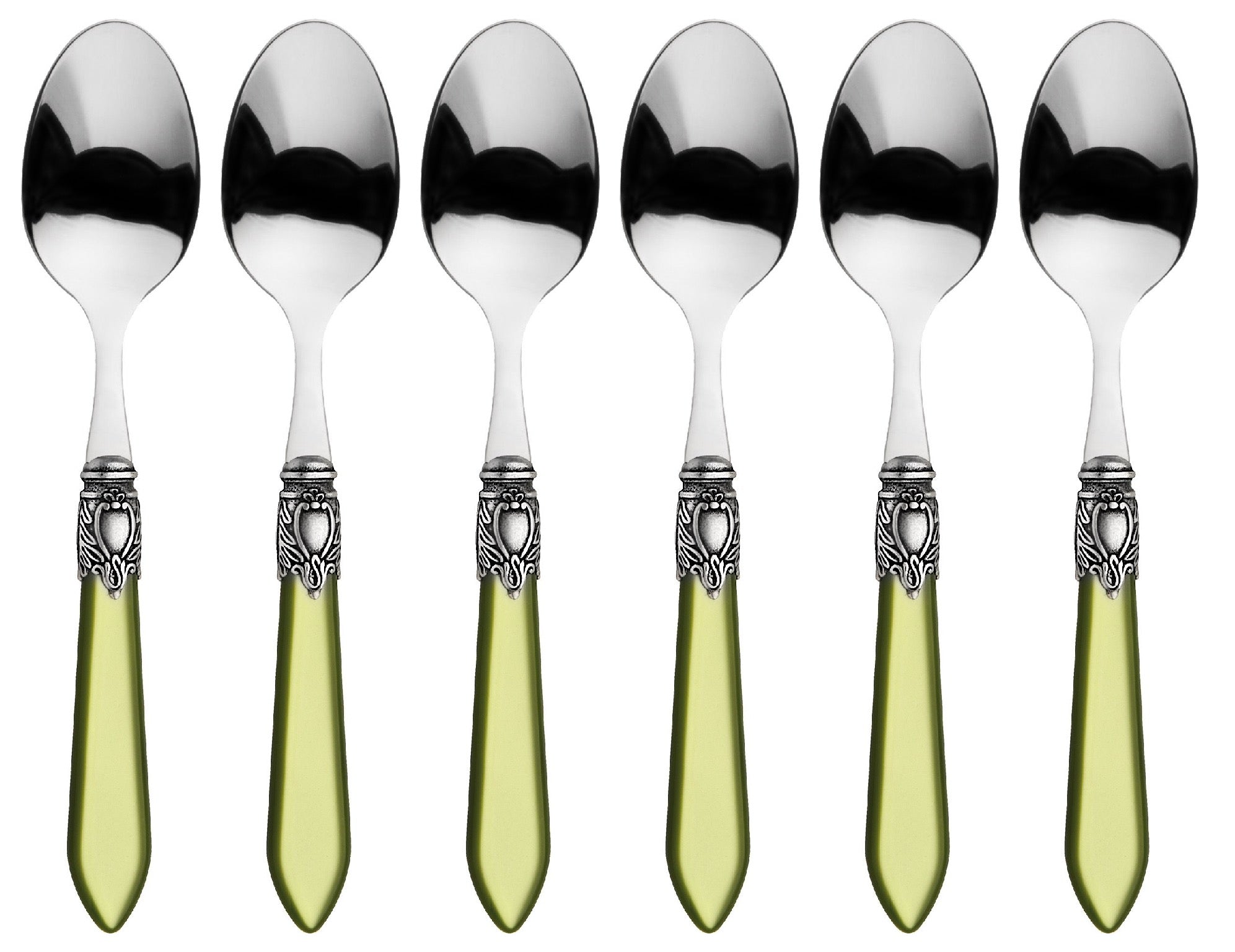 Oxford Antique 6 Piece Moka Spoon Set Chartreuse Green
