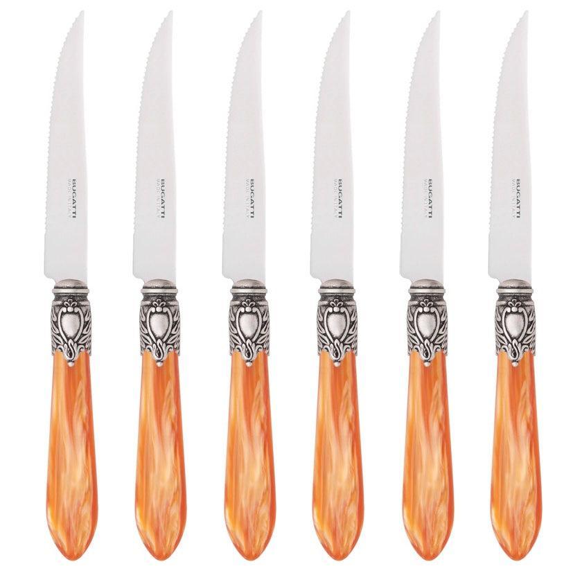 Oxford Antique 6 Piece Steak knife Set - Tangerine