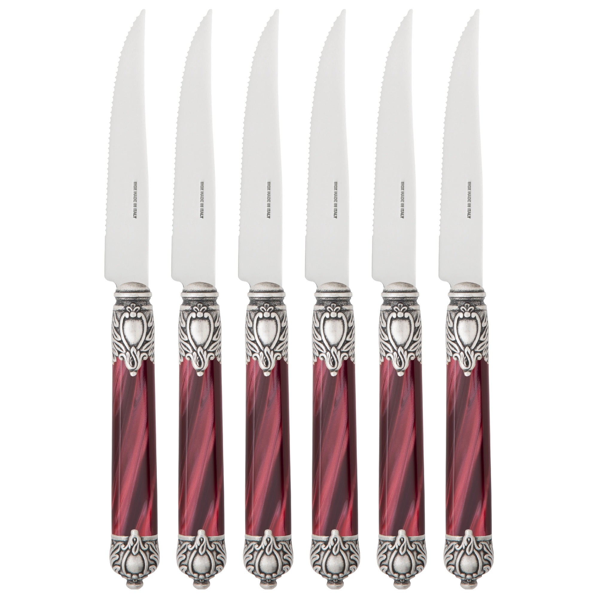Rinascimento Antique Gold Steak Knife Set - Burgundy