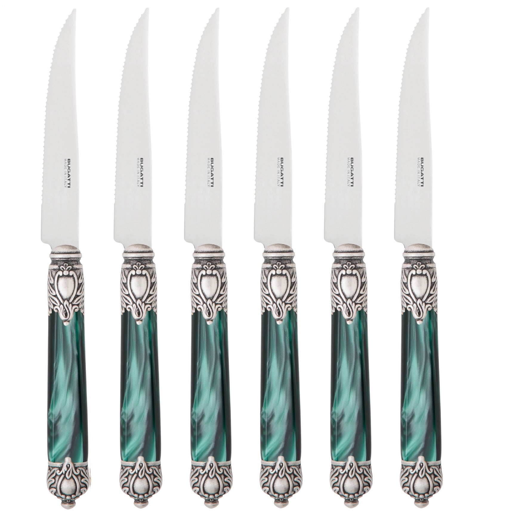 Rinascimento Antique Gold Steak Knife Set - Emerald Green