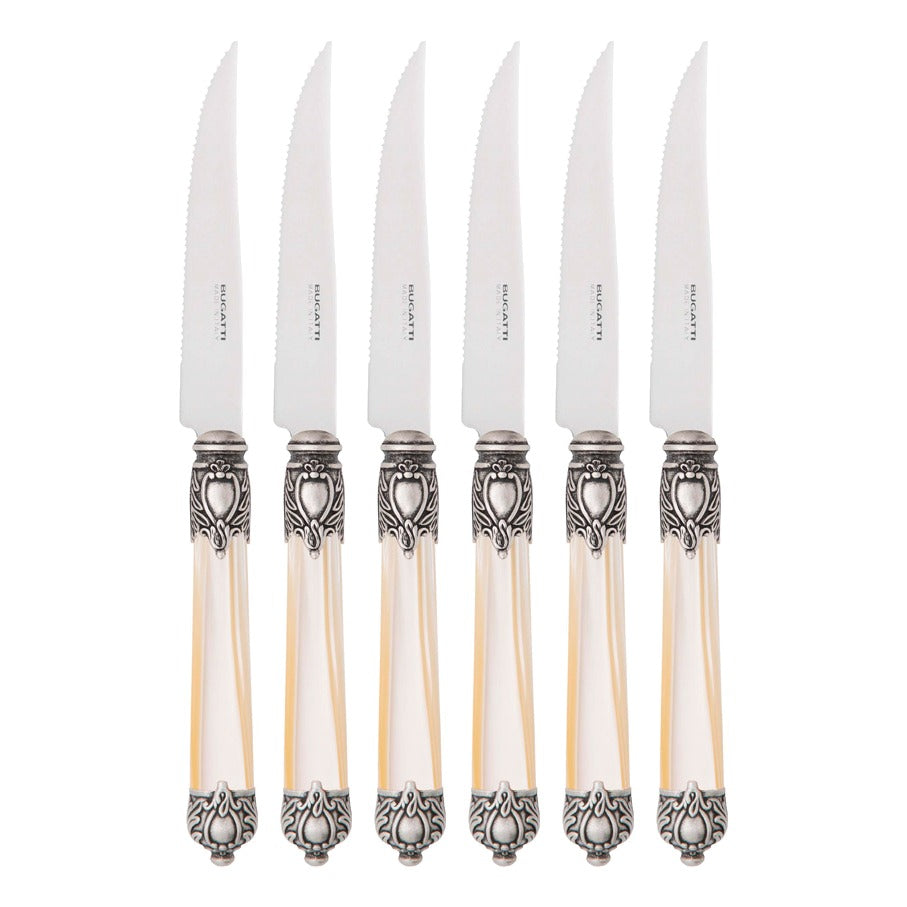 Rinascimento Antique Gold Steak Knife Set - Ivory