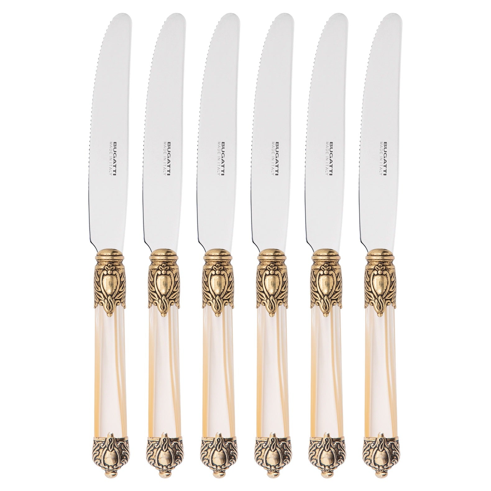 Rinascimento Antique Gold Fruit Knife Set 17,5 cm (6.89 Inch) - Ivory