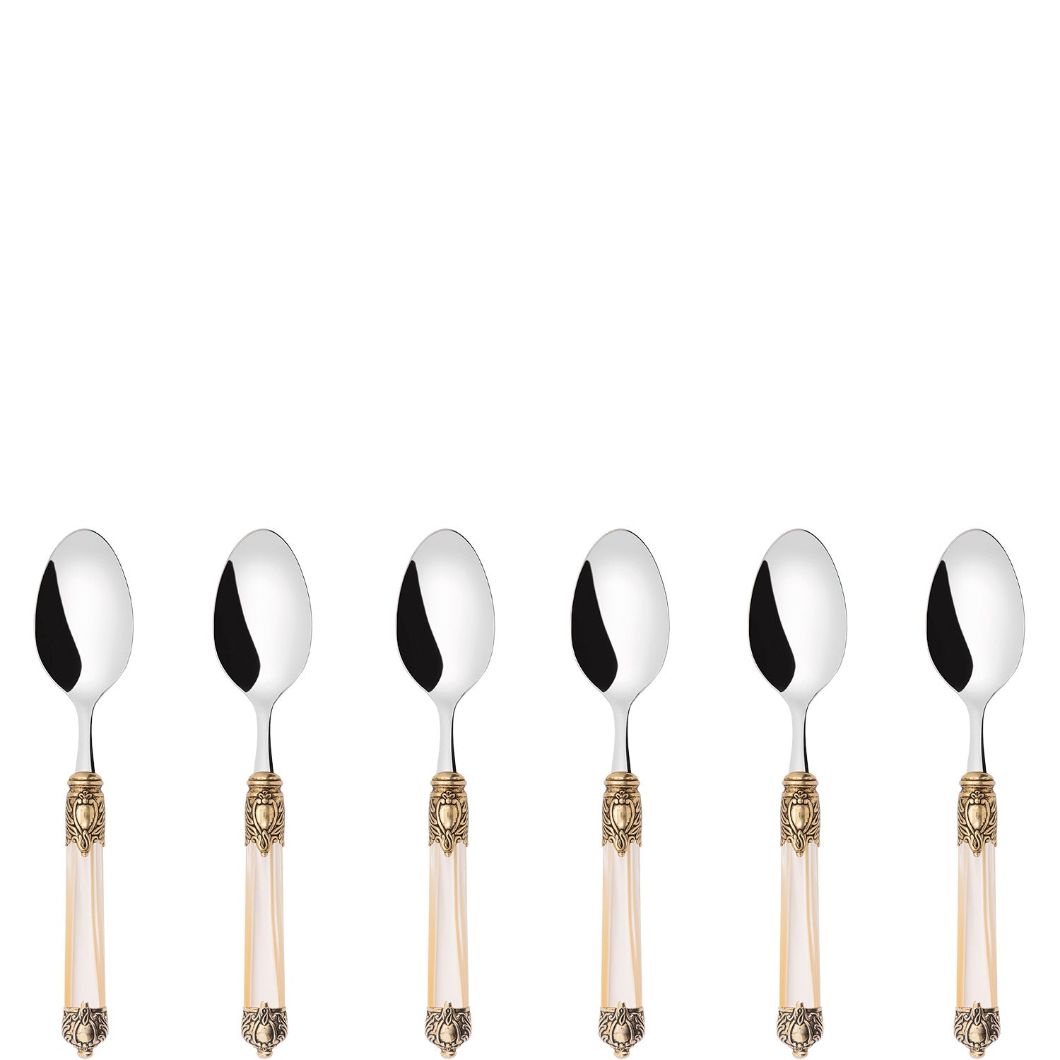 Rinascimento Gold ring Coffee Spoon Set in Gift Box - Ivory