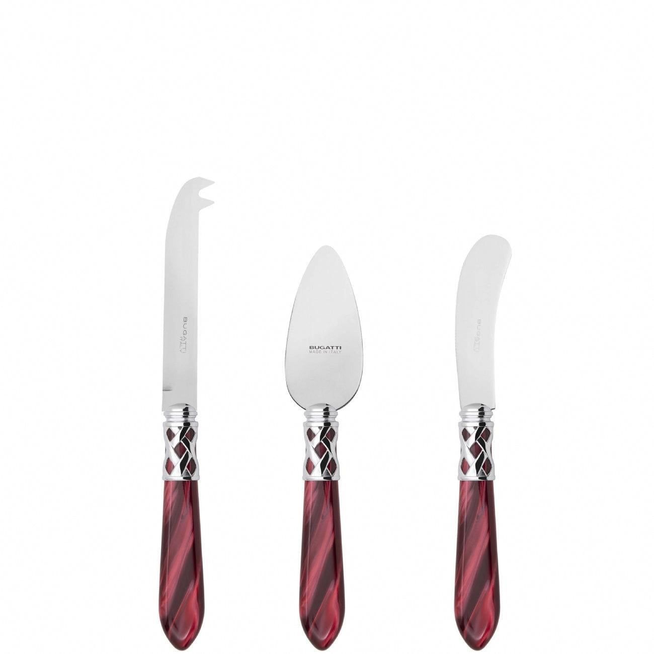 Aladdin Brilliant 3 Piece Cheese Knife Set - burgundy
