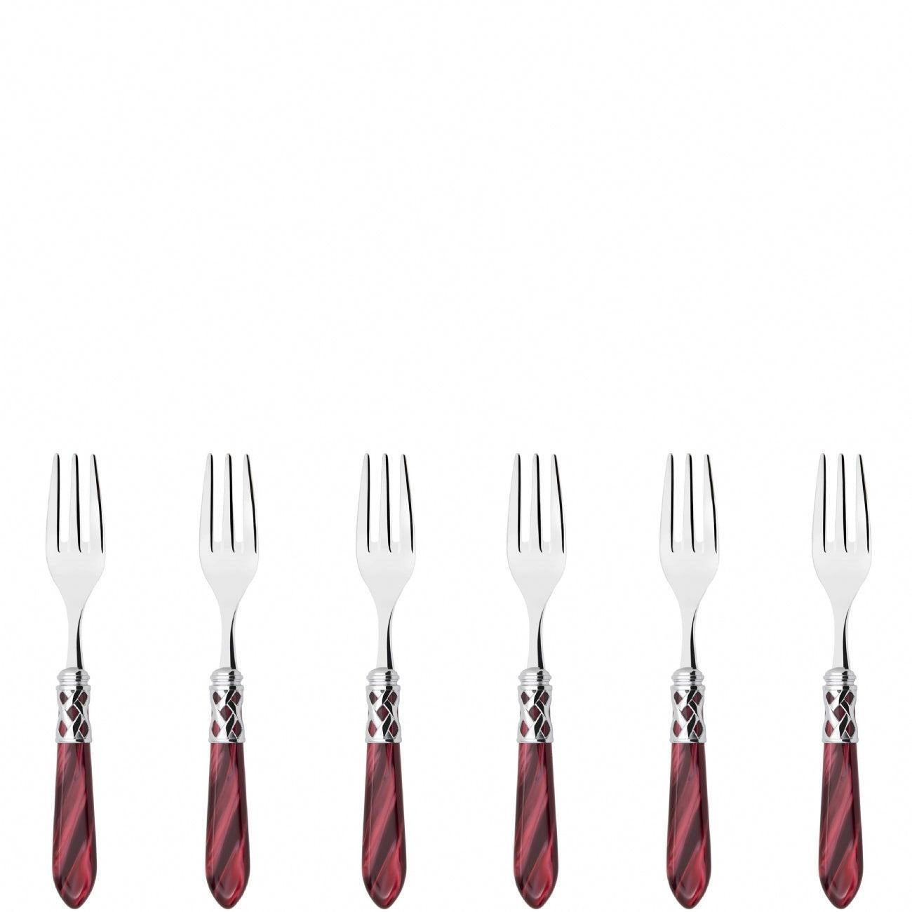 Aladdin Brilliant Cocktail / Cake Fork Set in gift box - burgundy