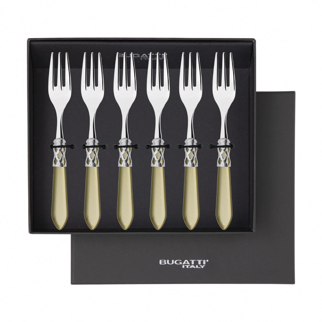 Aladdin Brilliant Cocktail / Cake Fork Set in gift box - chartreuse green