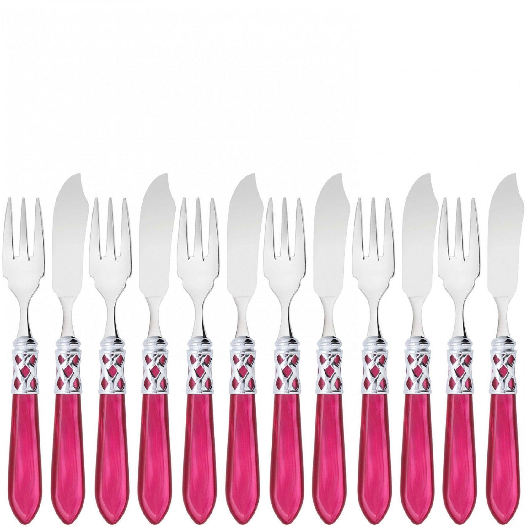Aladdin Brilliant 12 Piece Fish Set, Raspberry — Casa Bugatti