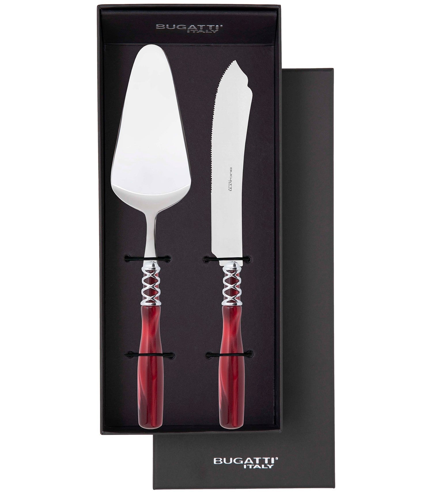 Arianna 2 Piece Cake Serving set, Burgundy — Casa Bugatti