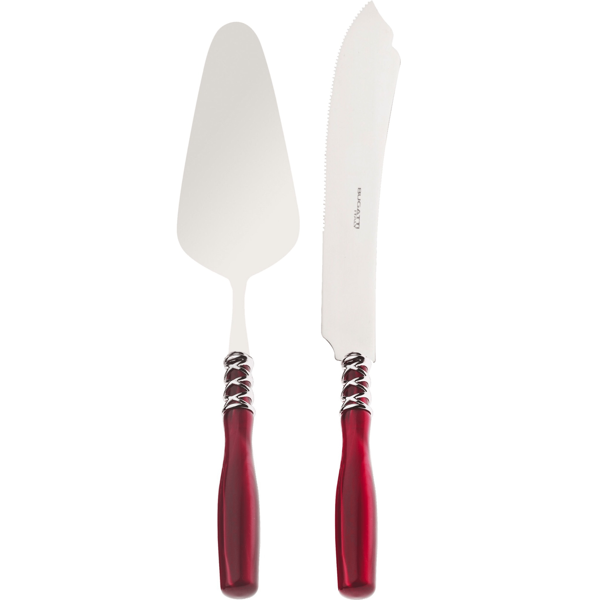 Arianna 2 Piece Cake Serving Set Burgundy-Casa Bugatti USA