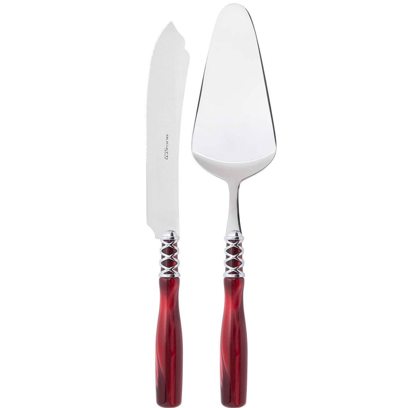 Arianna 2 Piece Cake Serving set, Burgundy — Casa Bugatti