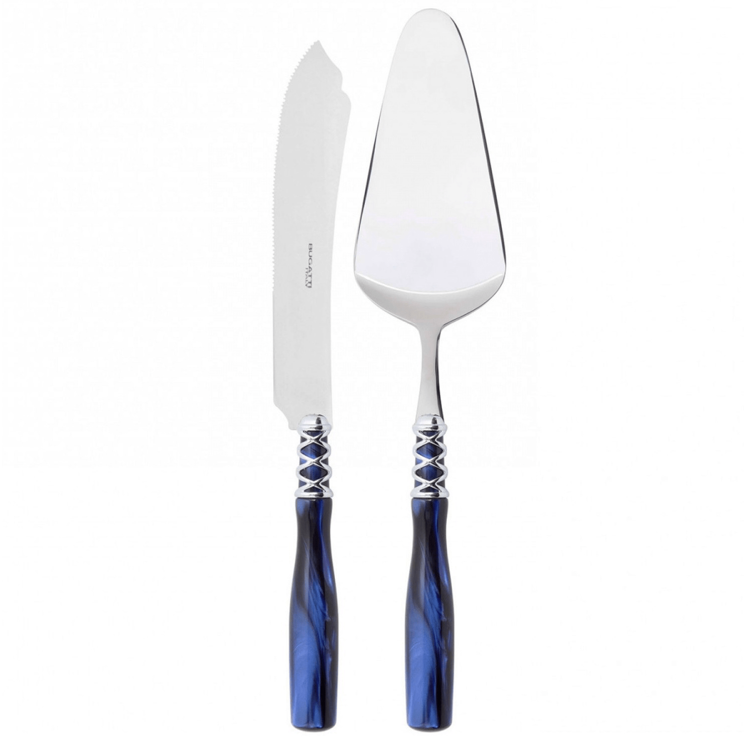 Arianna 2 Piece Cake Serving Set Royal Blue-Casa Bugatti USA