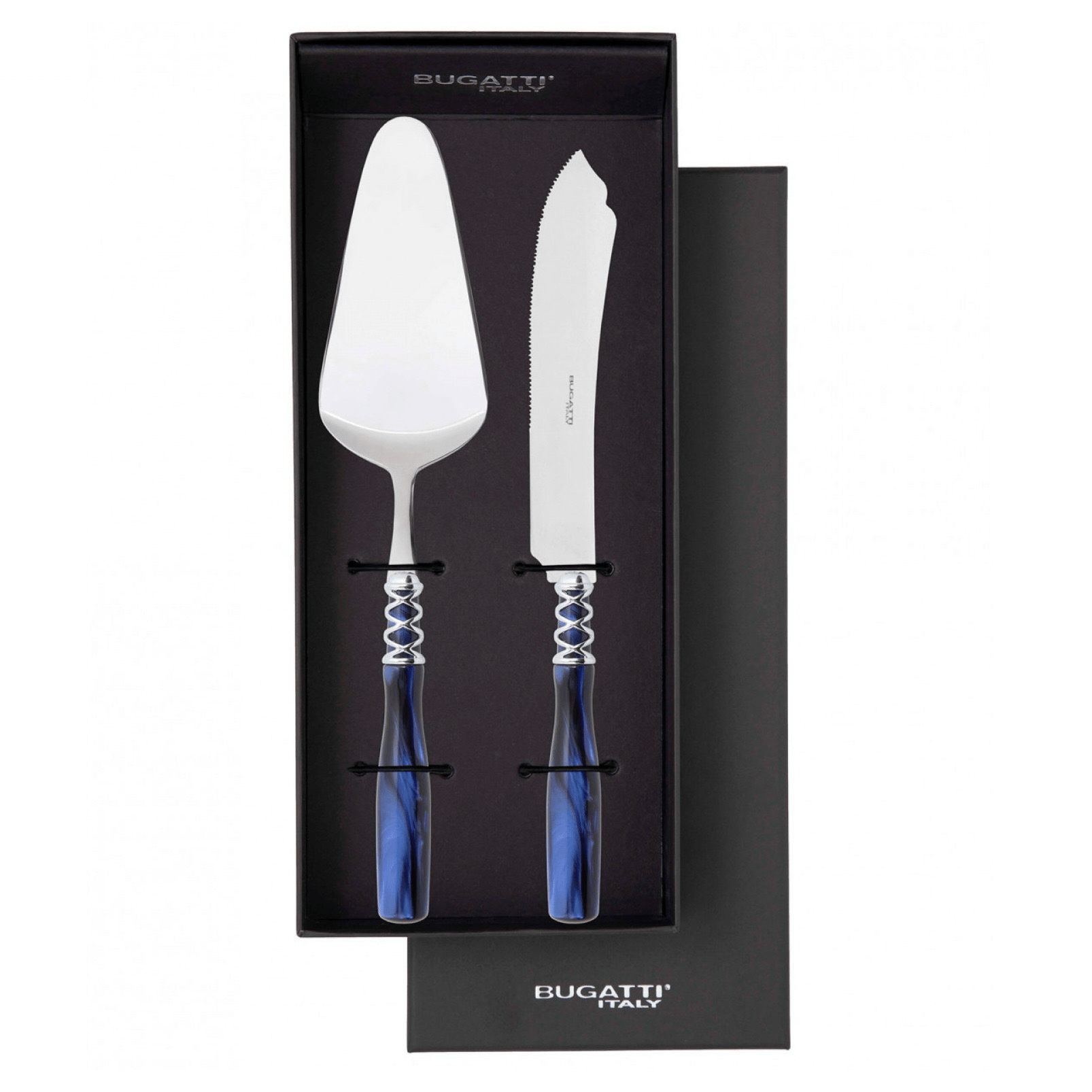 Arianna 2 Piece Cake Serving Set Royal Blue-Casa Bugatti USA