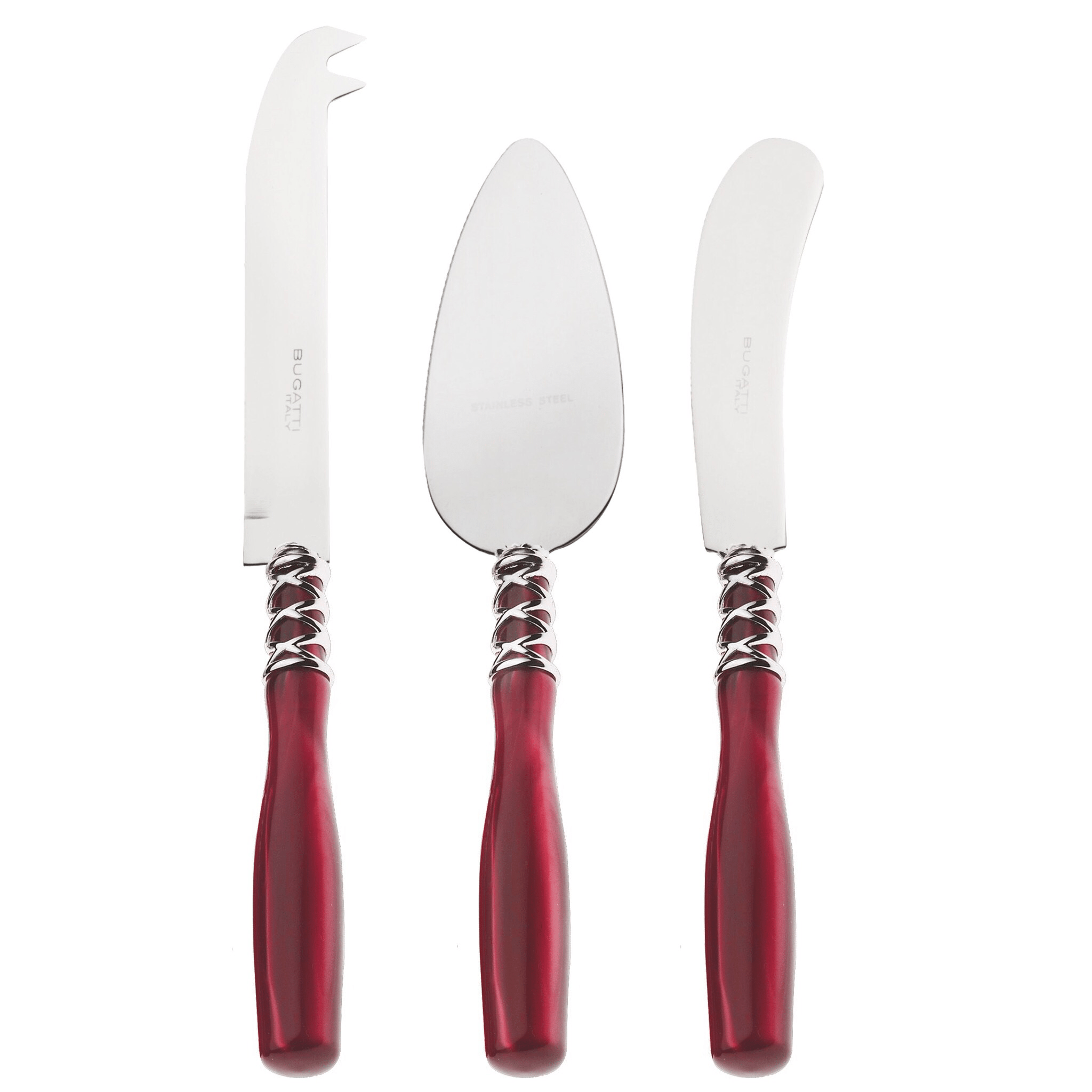 Arianna 3 Piece Cheese Knives Set Burgundy-Casa Bugatti USA