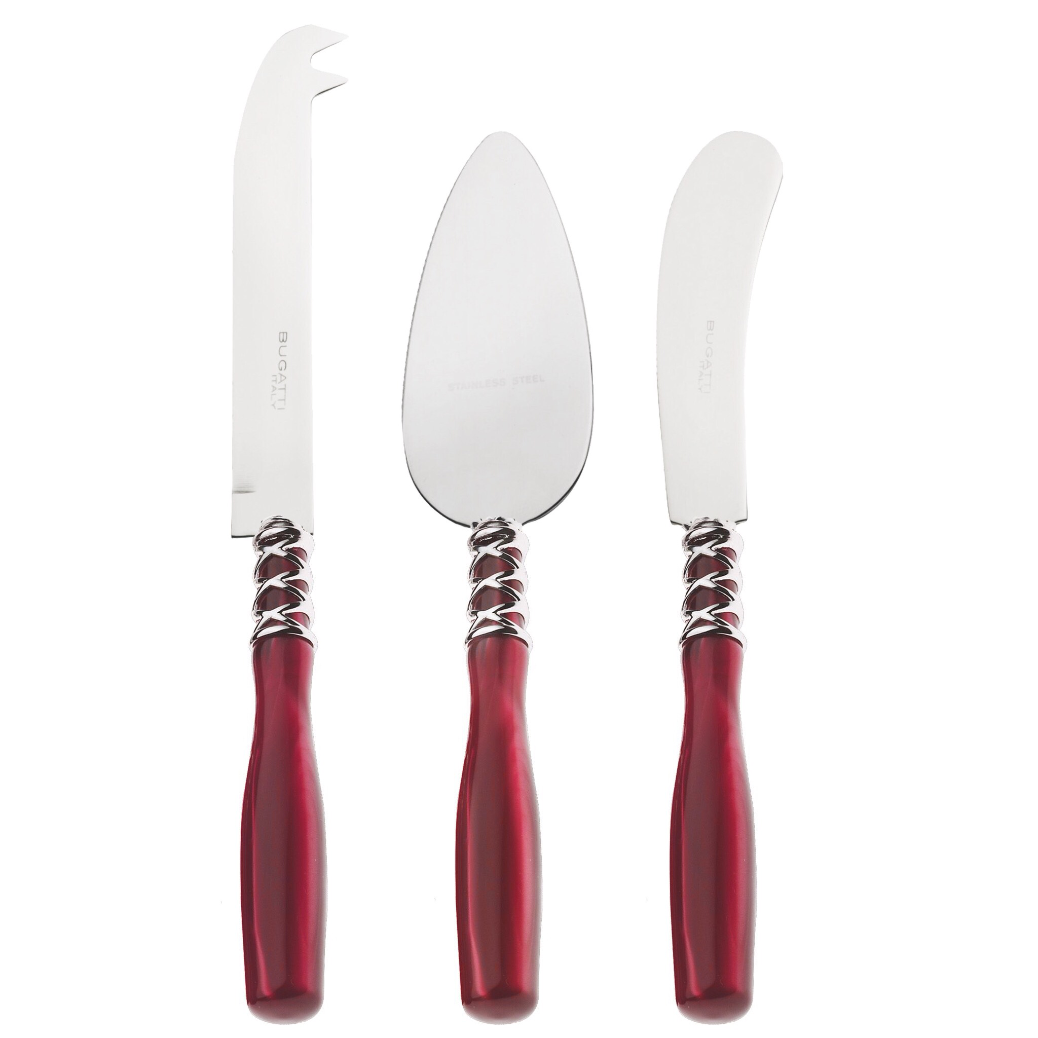 Arianna 3 Piece Cheese Knives Set Burgundy-Casa Bugatti USA