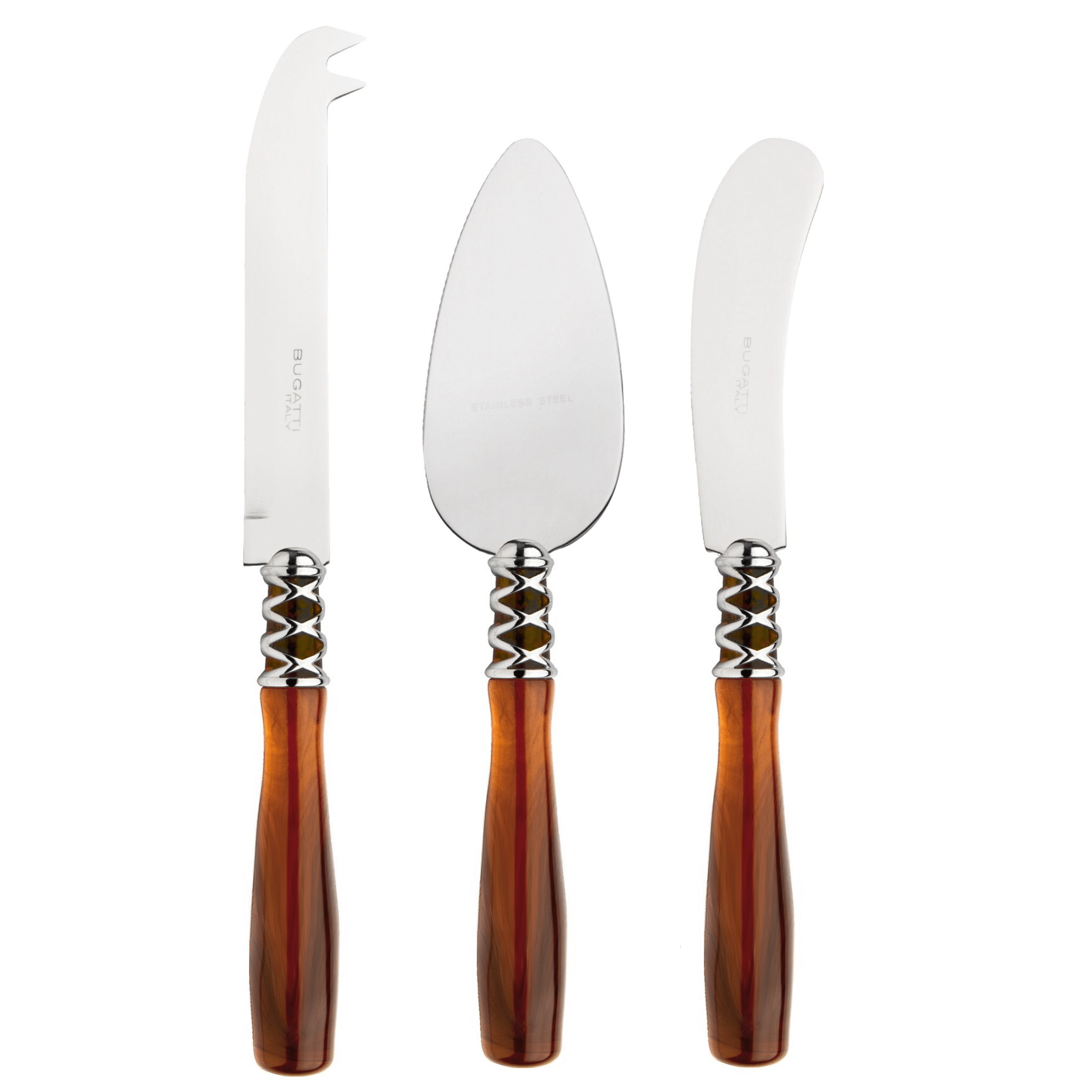 Arianna 3 Piece Cheese Knives Set Tortoiseshell-Casa Bugatti USA