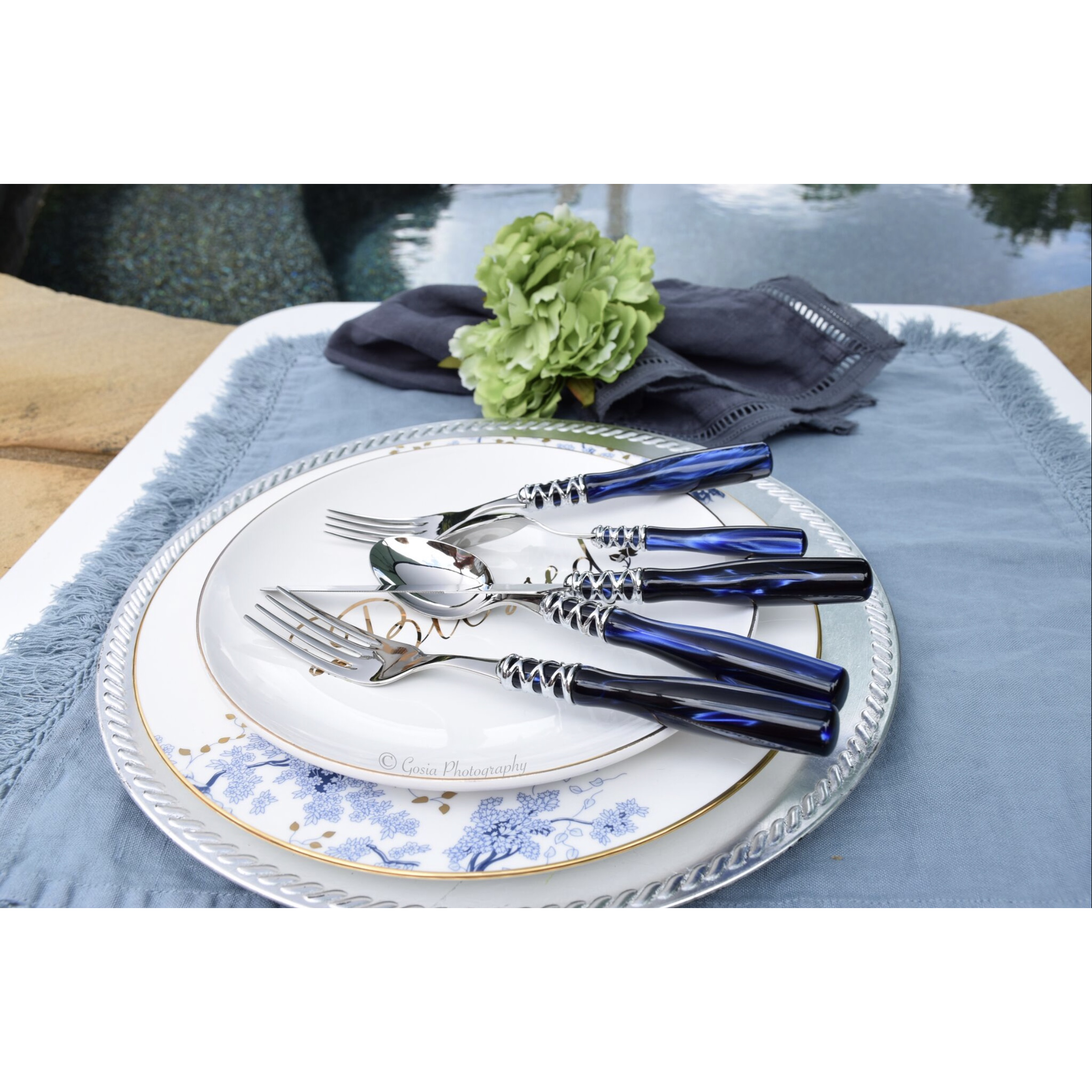 Arianna 5 Piece Place Setting - ROYAL BLUE-Casa Bugatti USA
