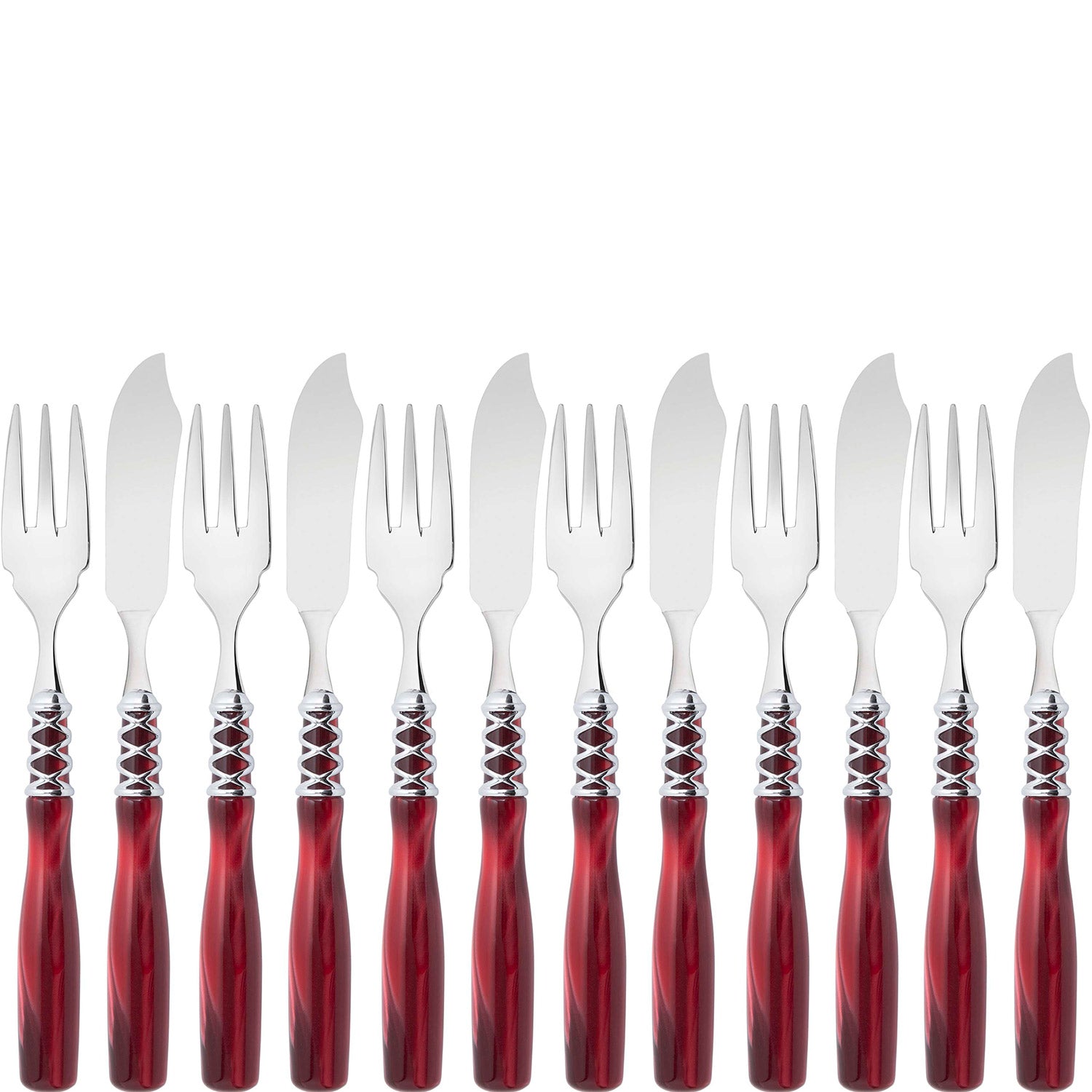 Arianna Brilliant 12 Pieces Fish Set - Burgundy-Casa Bugatti USA