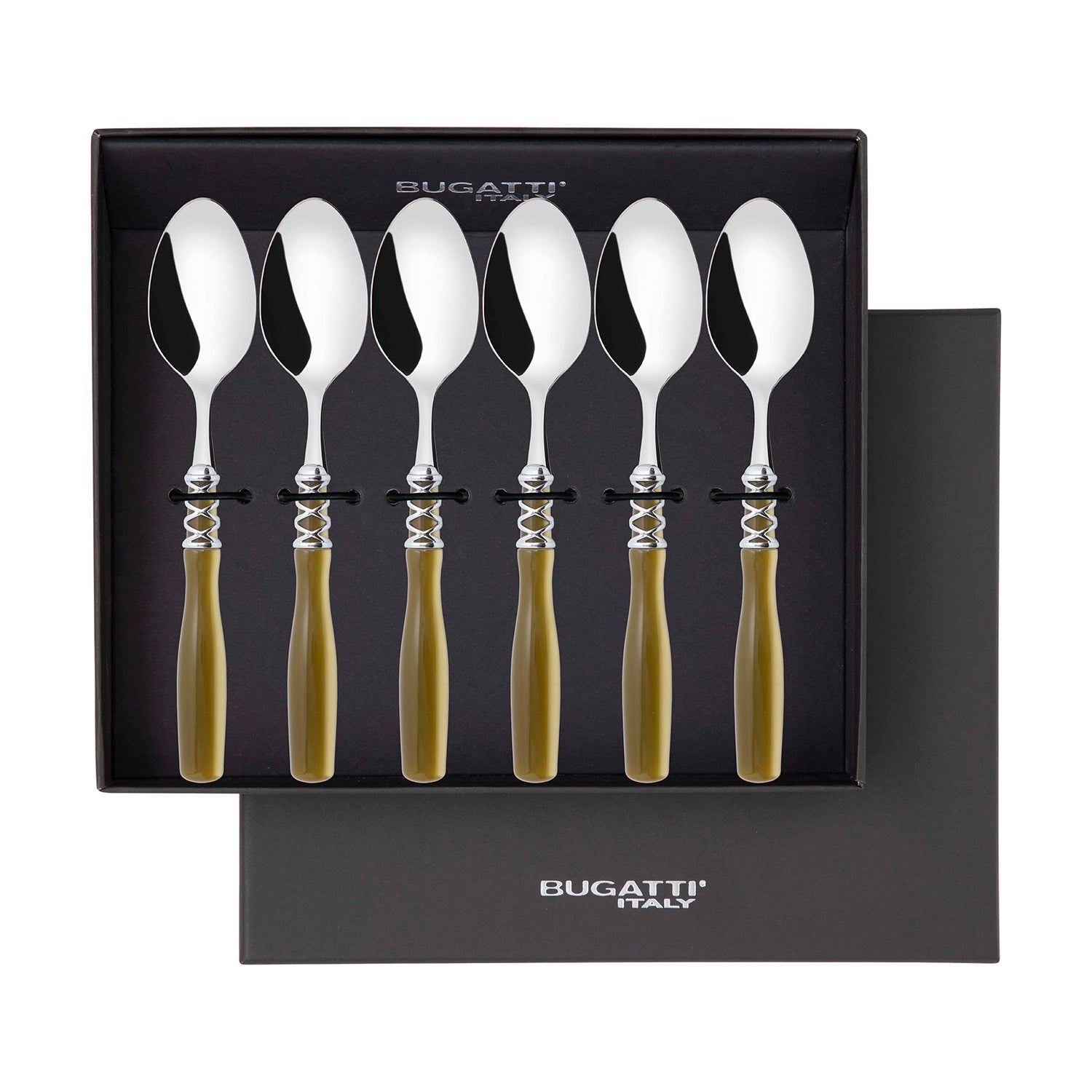 Arianna Brilliant 6 Piece Coffee Spoon Set in gift box - Chartreuse Green