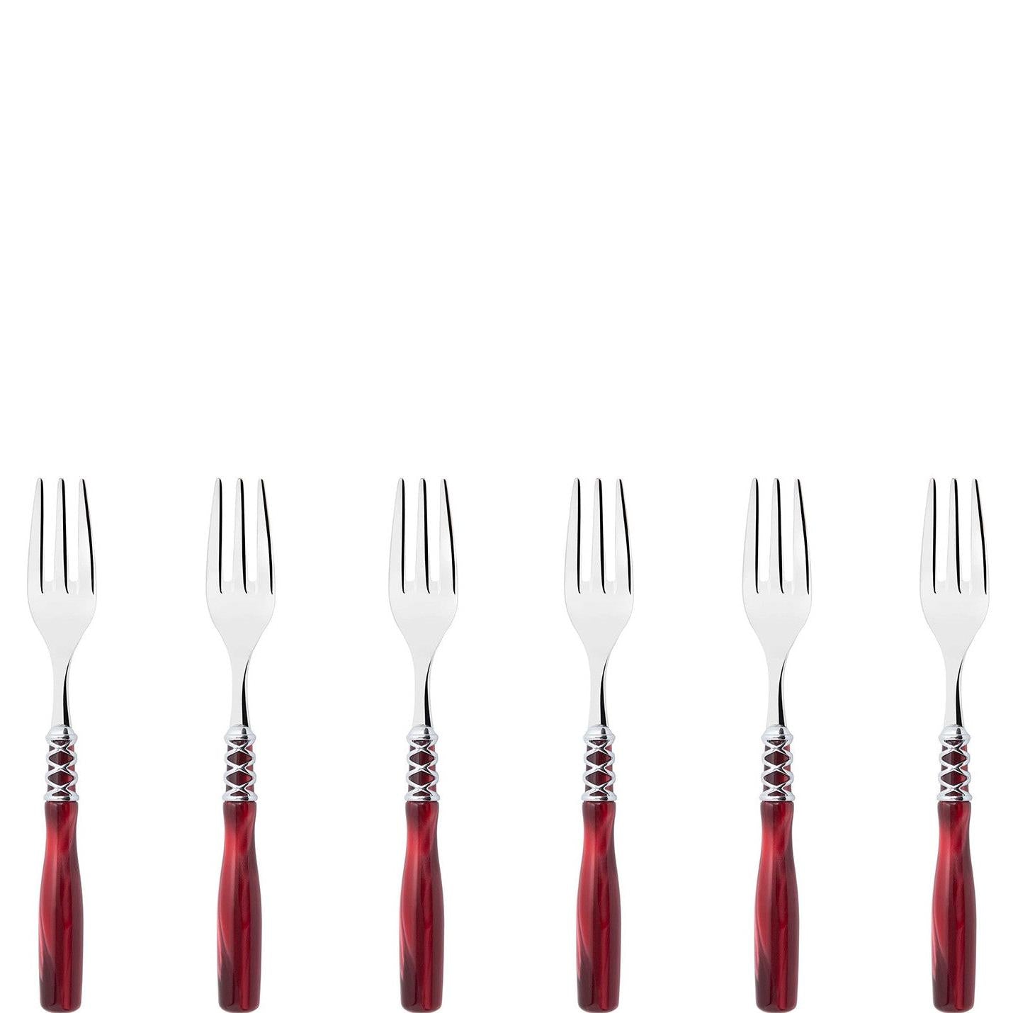 Arianna Brilliant Cocktail / Cake Fork Set in gift box - Burgundy