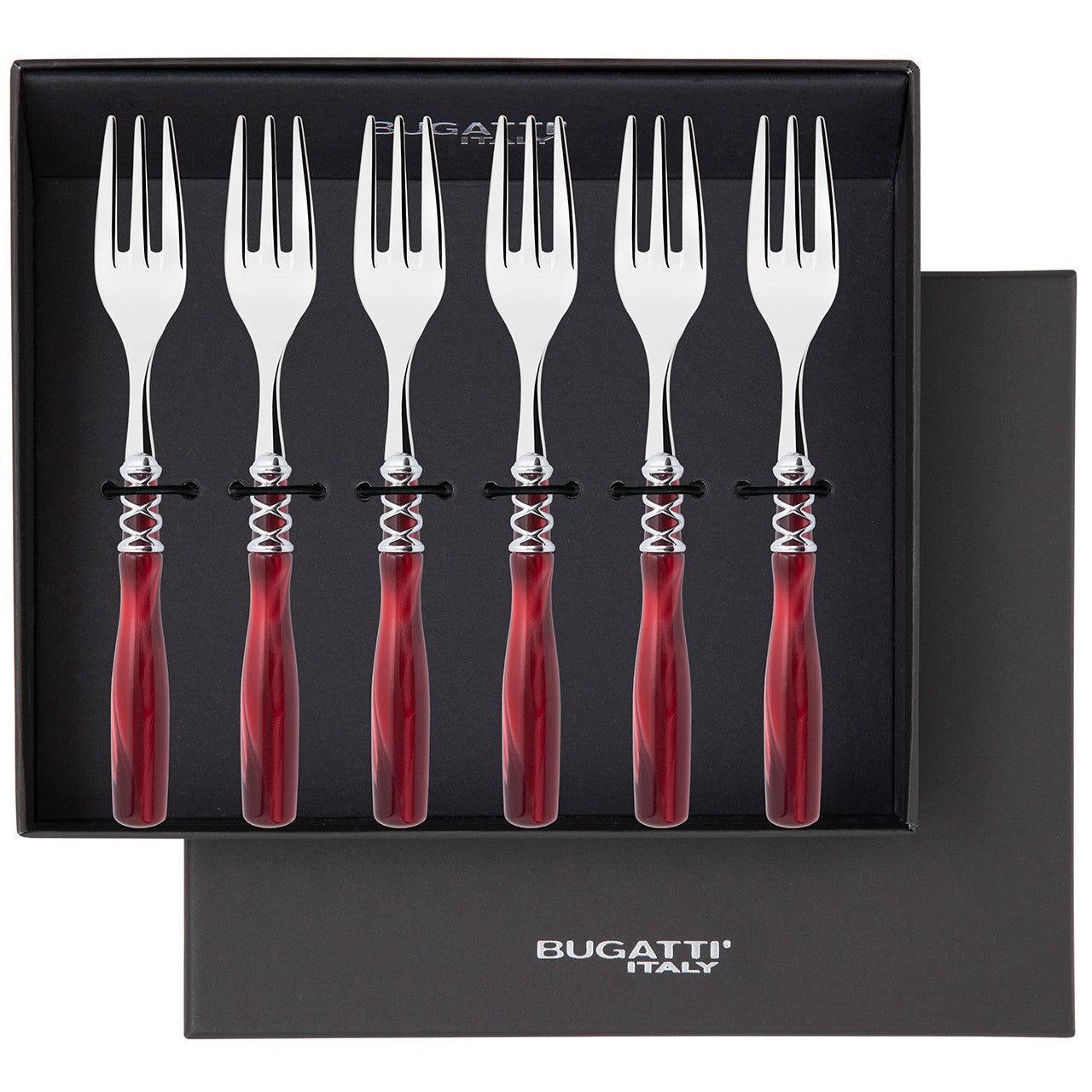 Arianna Brilliant Cocktail / Cake Fork Set in gift box - Burgundy