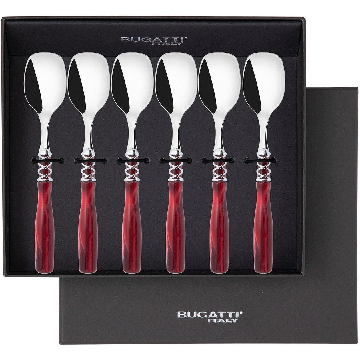 Arianna Brilliant Ice Cream Spoons Set in gift box - Burgundy