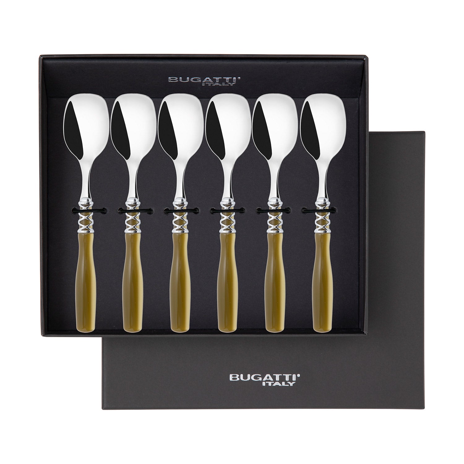 Arianna Brilliant Ice Cream Spoons Set in gift box - Chartreuse Green