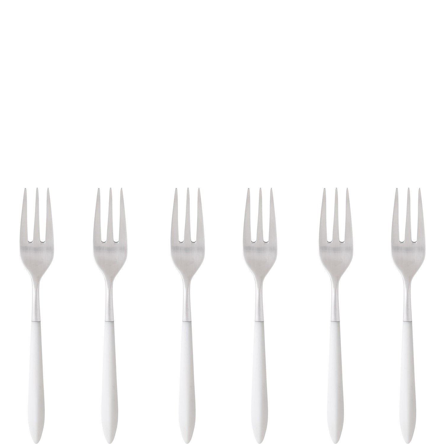 Ares Brushed Cocktail / Cake Fork Set, White — Casa Bugatti