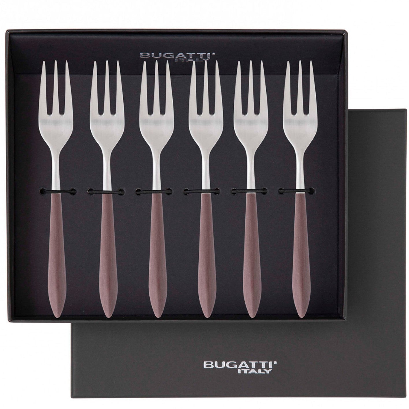 Ares Brushed Cocktail / Cake Fork Set - Brown-Casa Bugatti USA