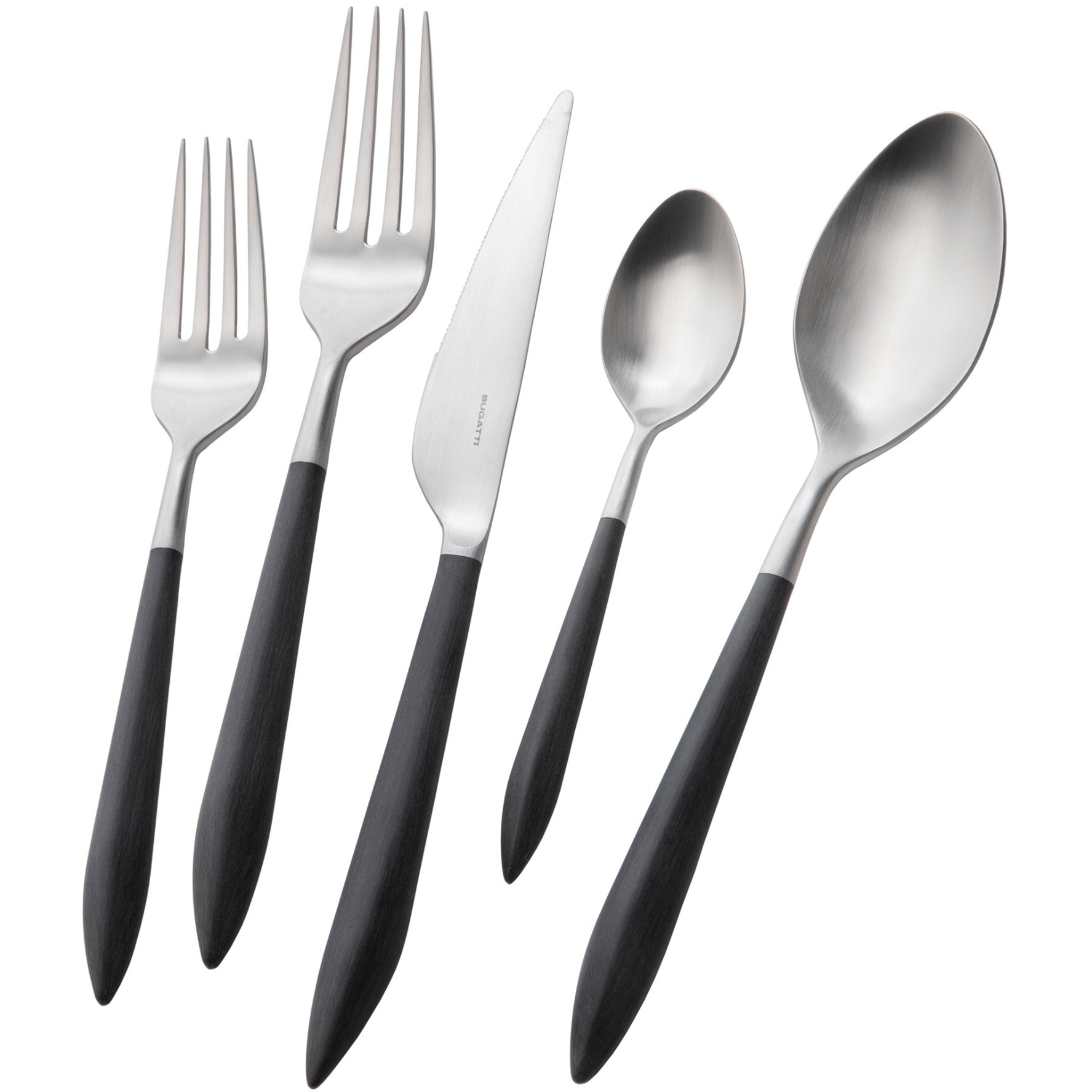 Ares brushed 5 Piece Place setting - Black-Casa Bugatti USA