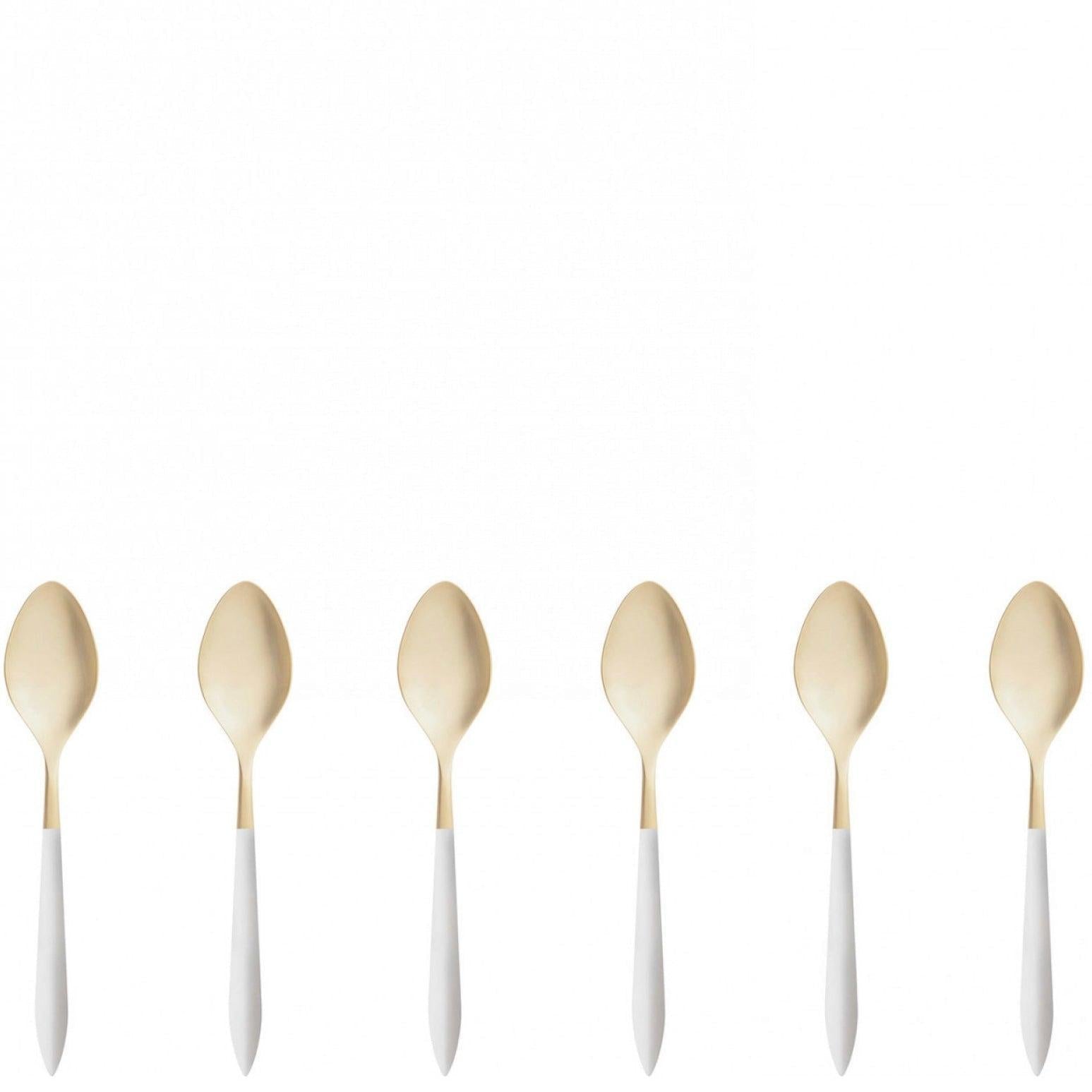 Ares Champagne Moka Spoon Set White — Casa Bugatti