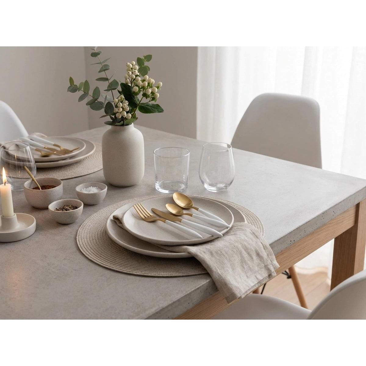 Ares Gold / White 5 Piece Place Setting — Casa Bugatti