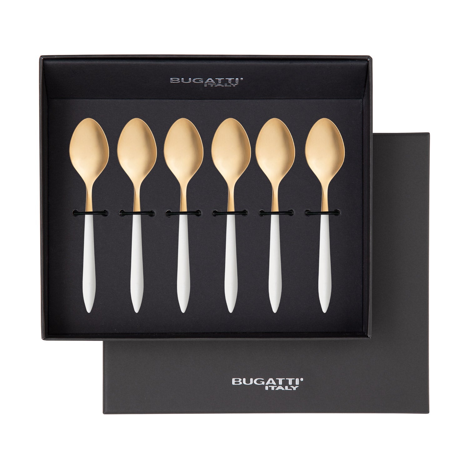 Ares Gold Moka Spoon Set - White
