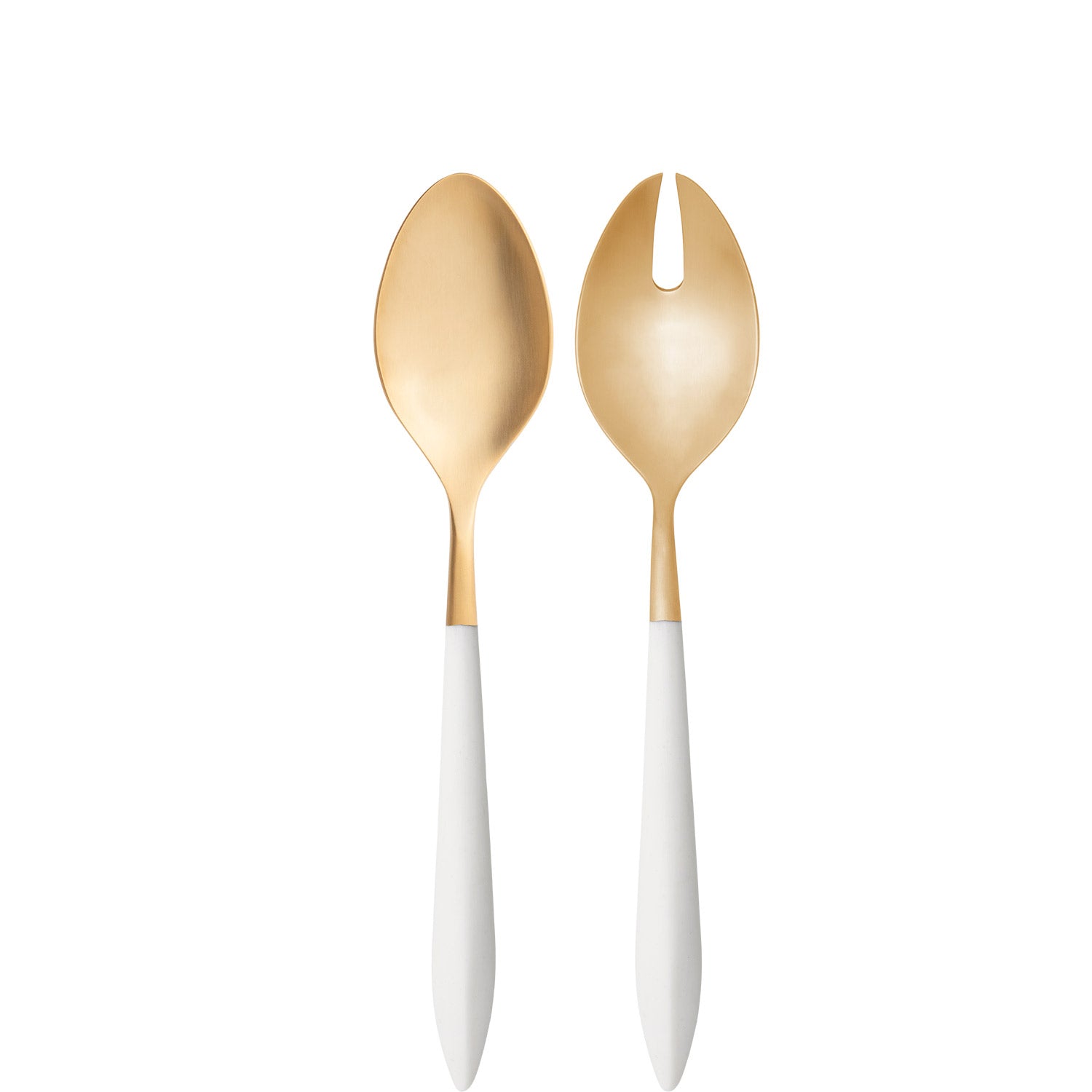 Ares Gold 2 Piece Salad Serving Set - White-Casa Bugatti USA