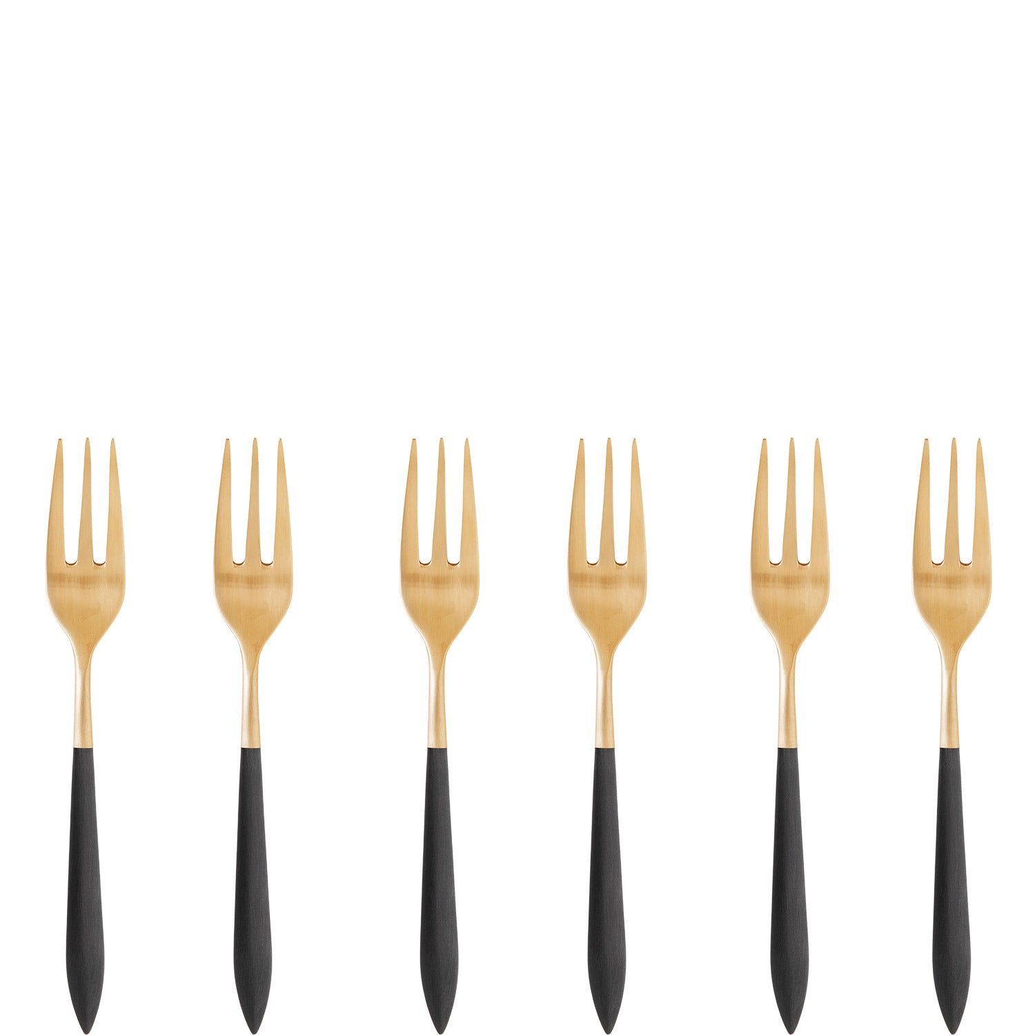 Ares Gold Cocktail / Cake Fork Set - Black