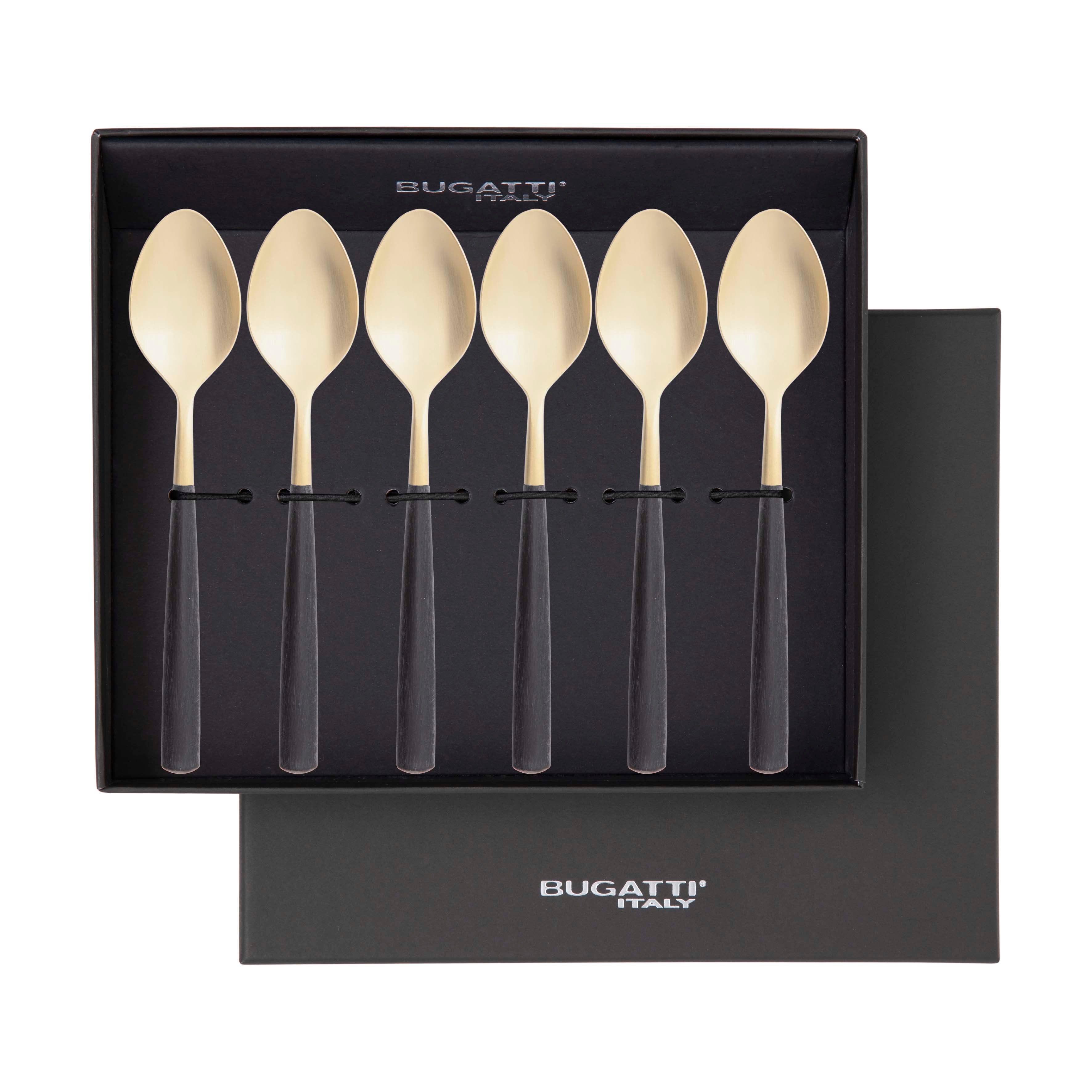 Athena Champagne Coffee Spoon Set, Black Matte — Casa Bugatti