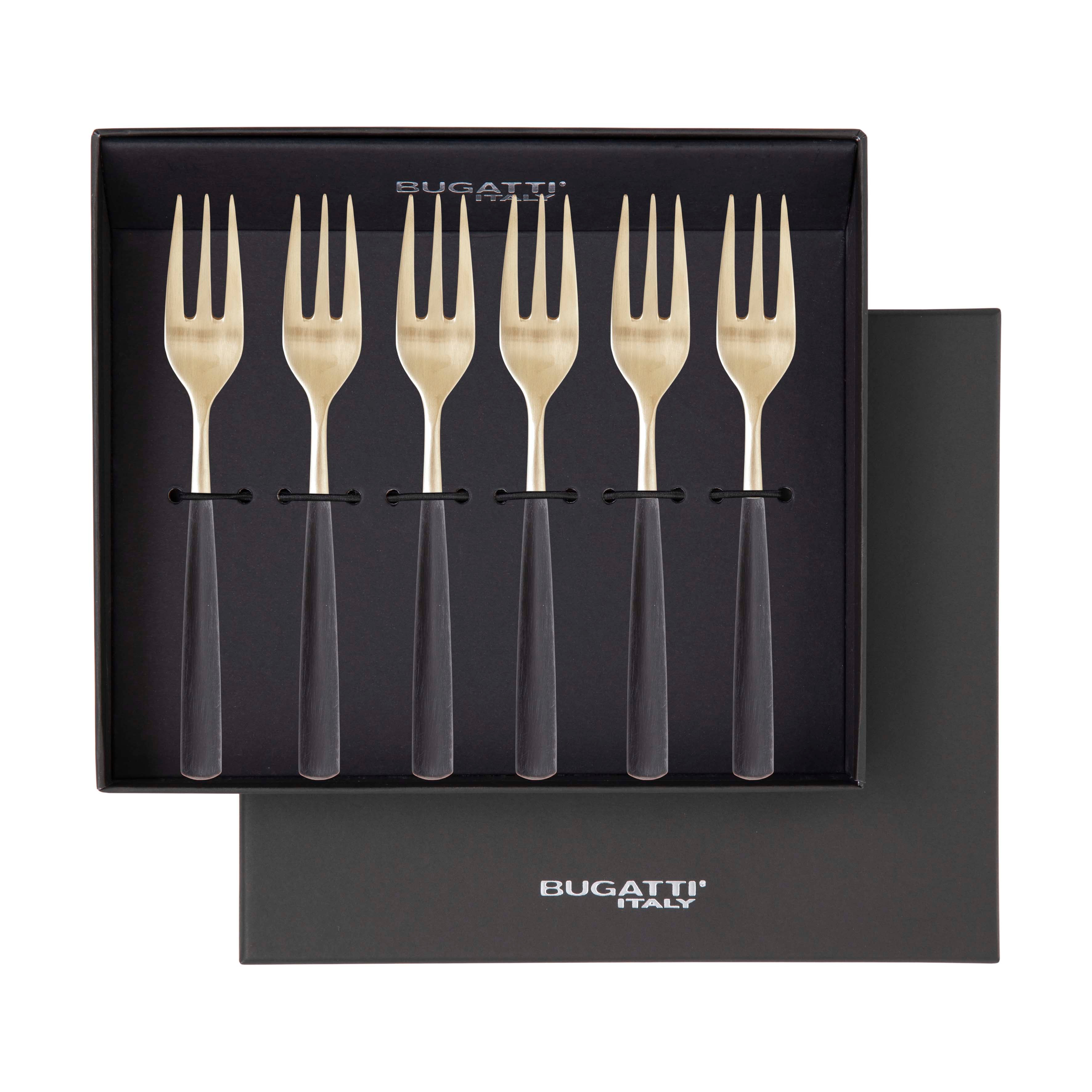 Athena Champagne Cocktail Fork Set, Black Matte — Casa Bugatti