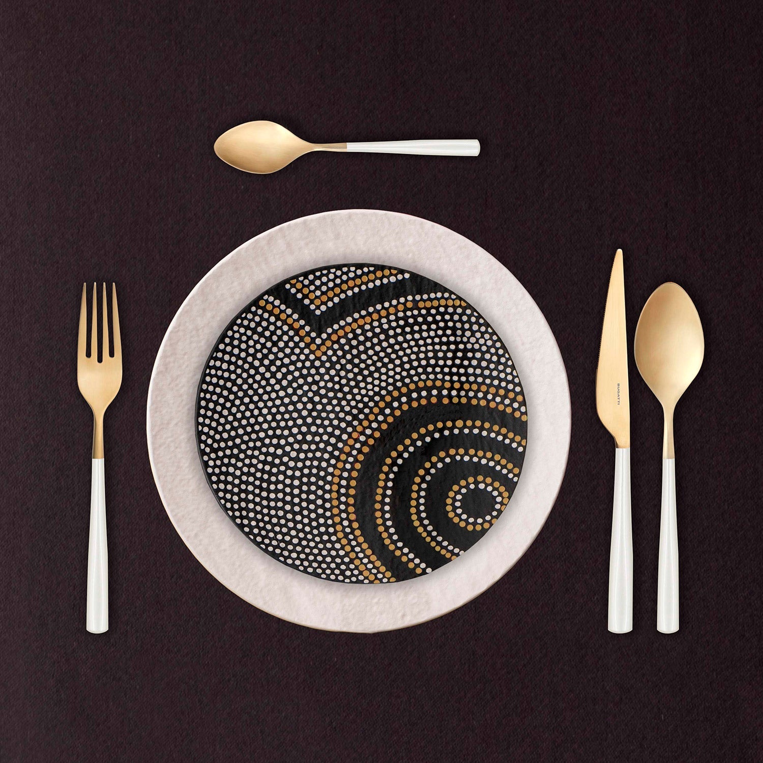 Athena Gold Coffee Spoon Set, White Matte — Casa Bugatti