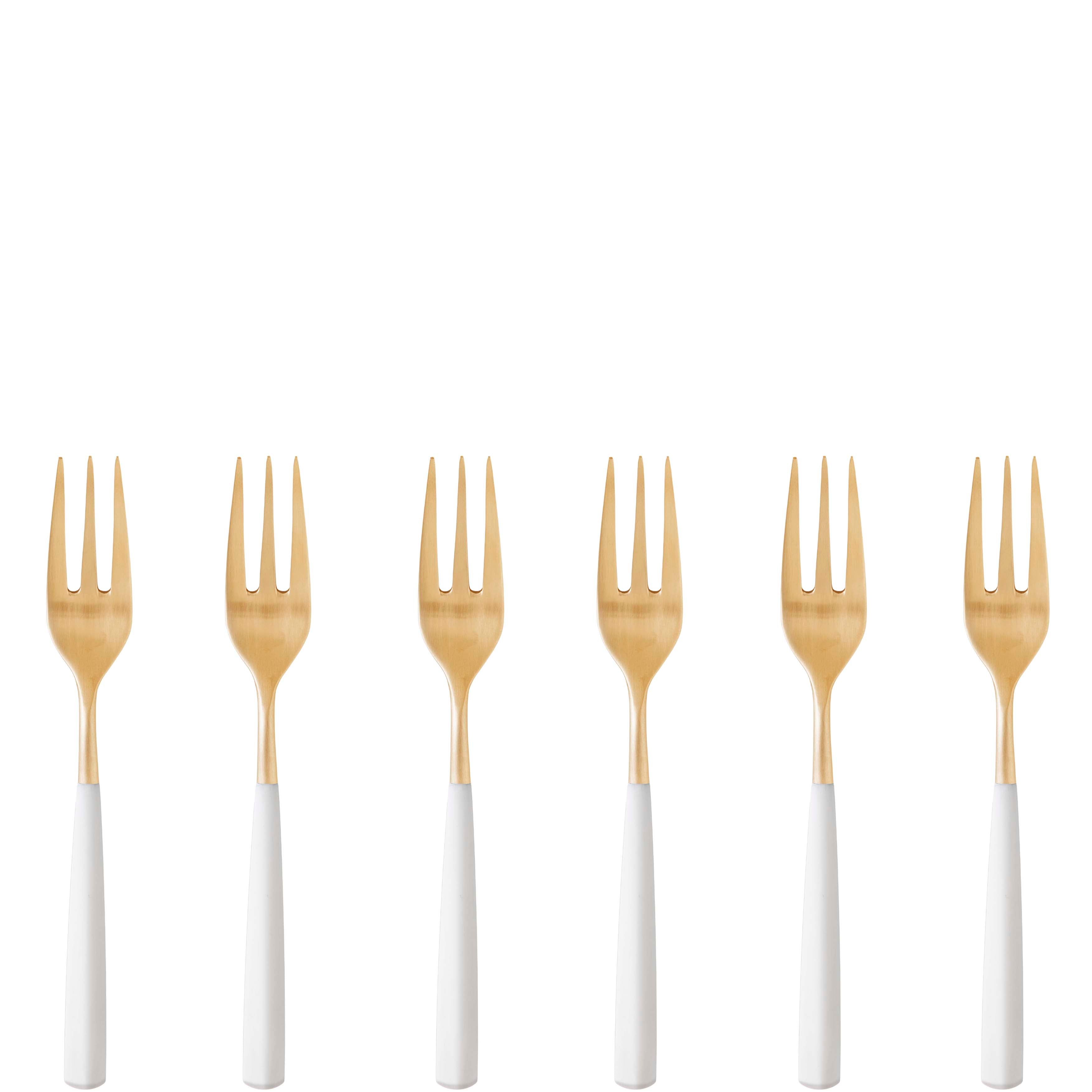 Athena Gold Cocktail Fork Set, White Matte — Casa Bugatti