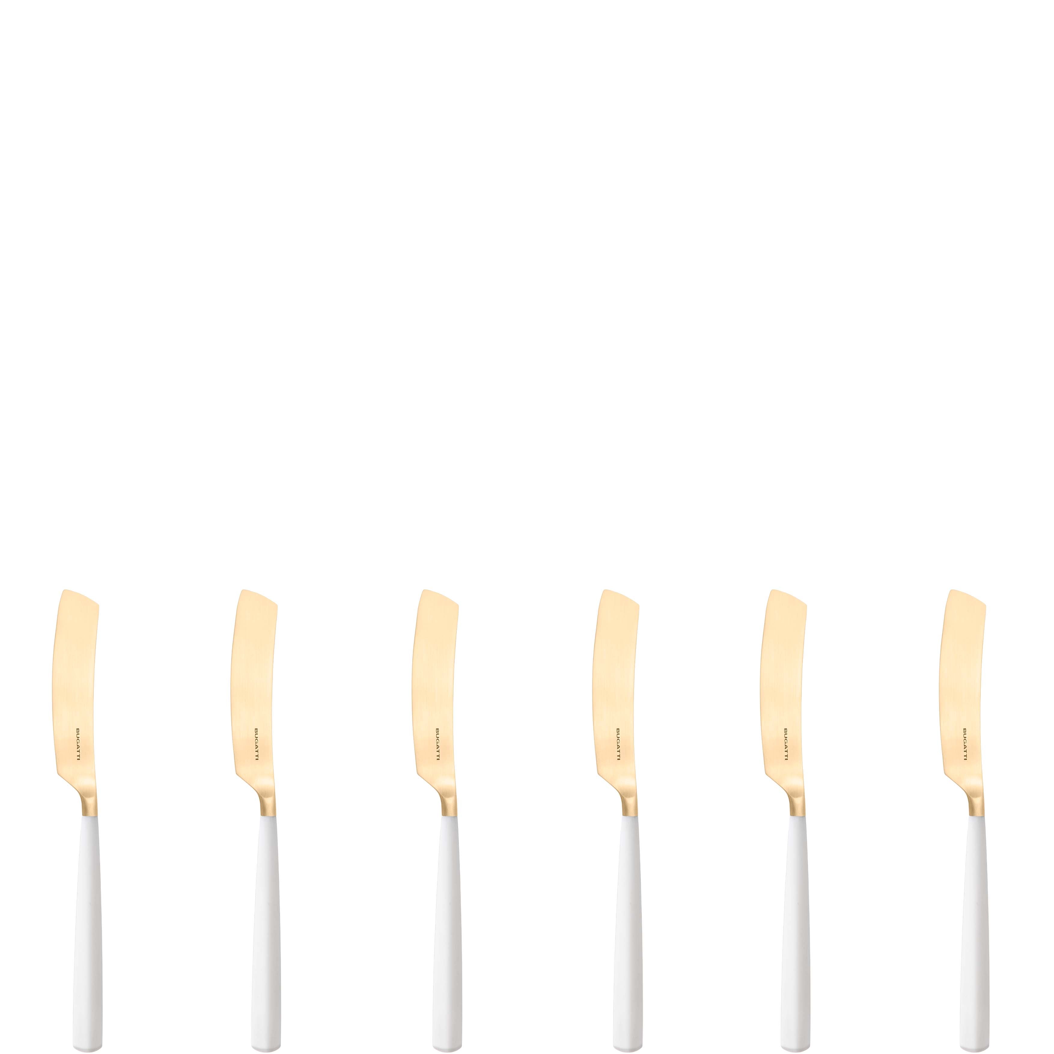 Athena Gold Butter Knife Set, White Matte — Casa Bugatti