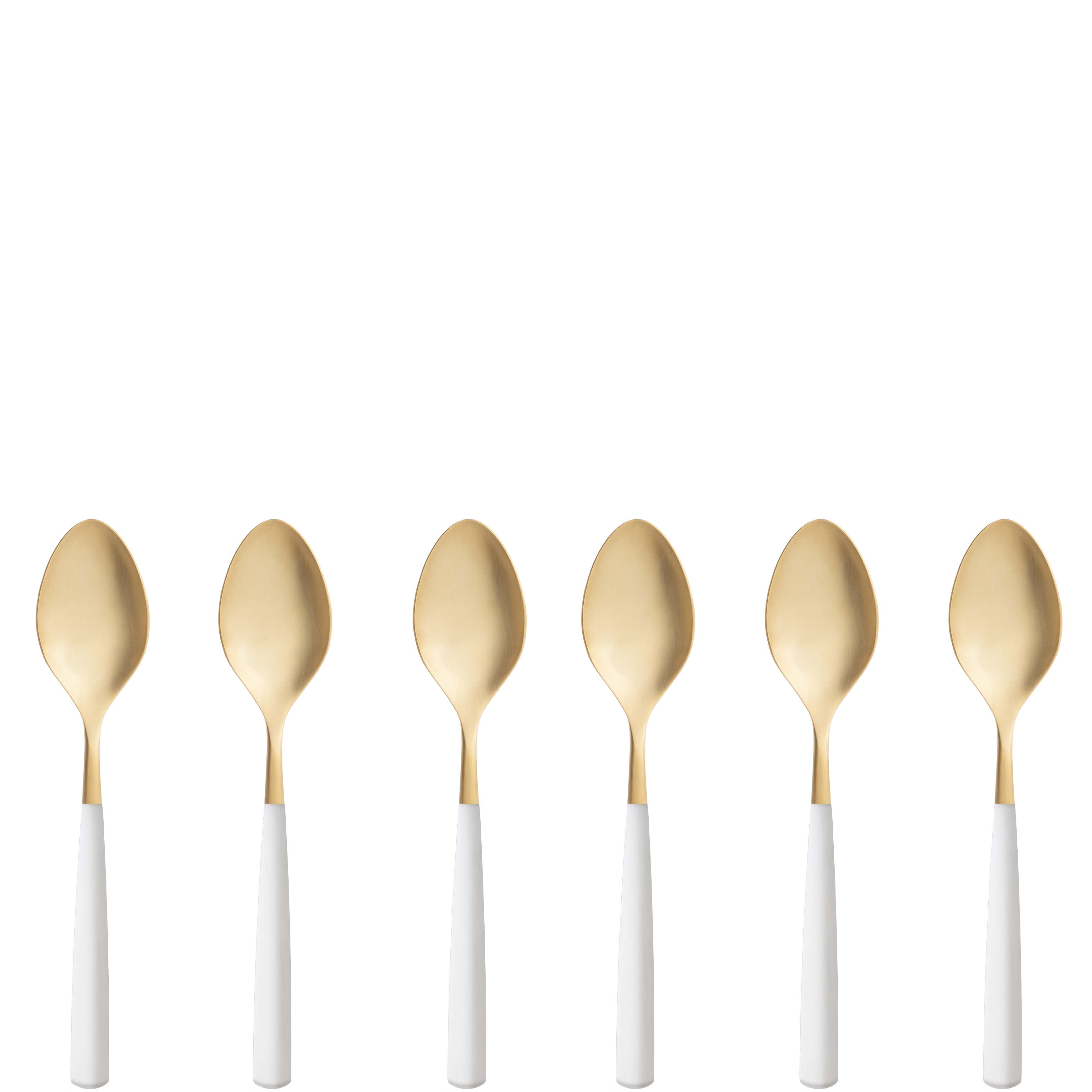Athena Gold Coffee Spoon Set, Ivory Matte — Casa Bugatti