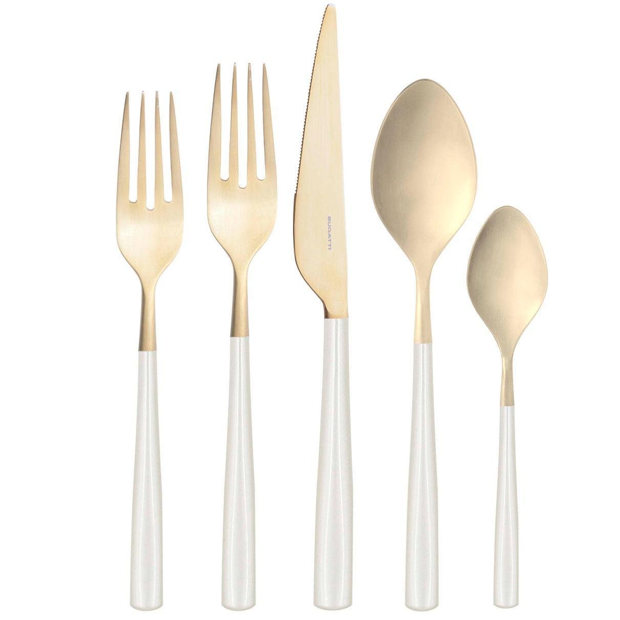 Athena Champagne 5 Piece Place Setting - Ivory Pearl-Casa Bugatti USA