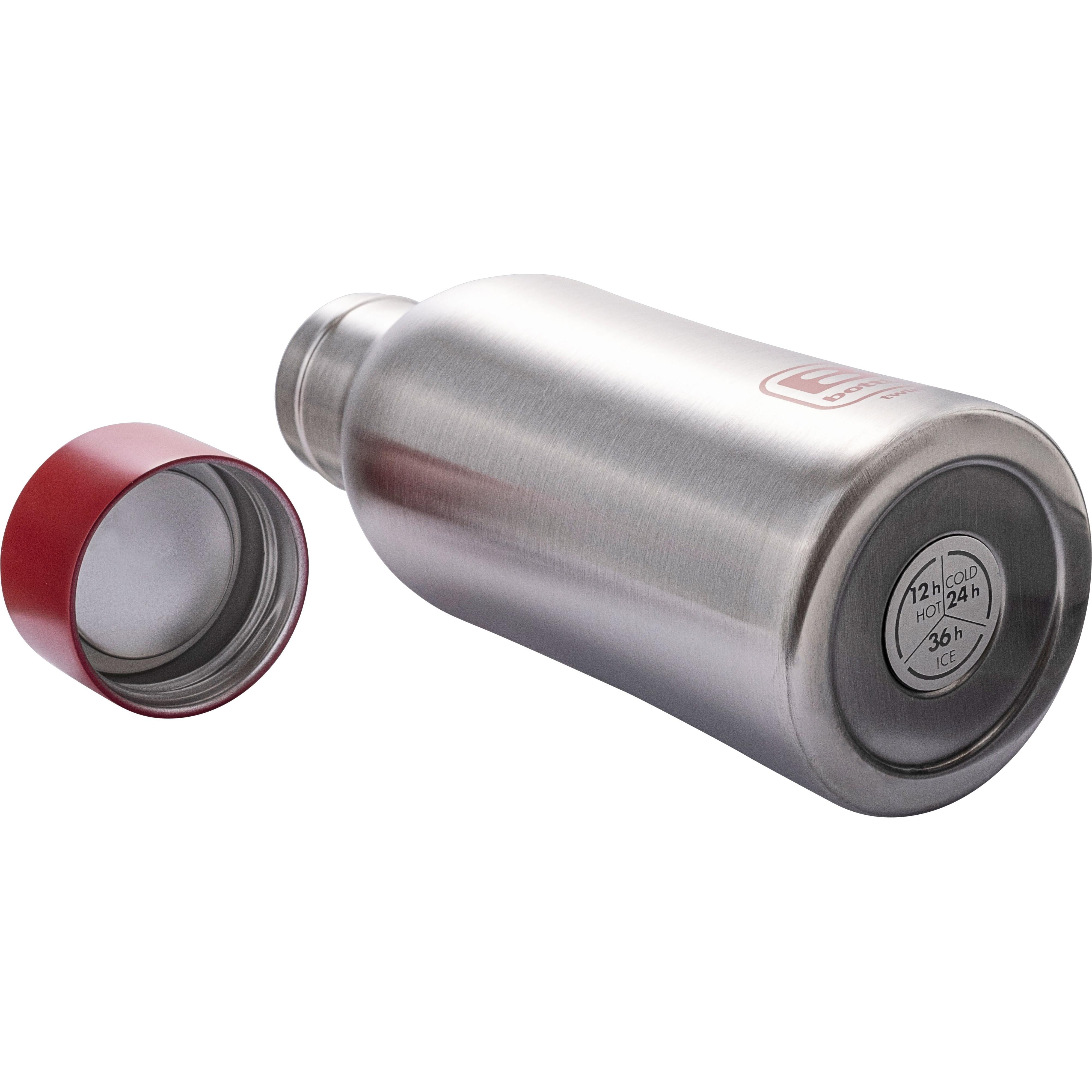 B Bottle Twin 350 ml / 11.8 fl. oz Steel Brushed Red Lid-Casa Bugatti USA