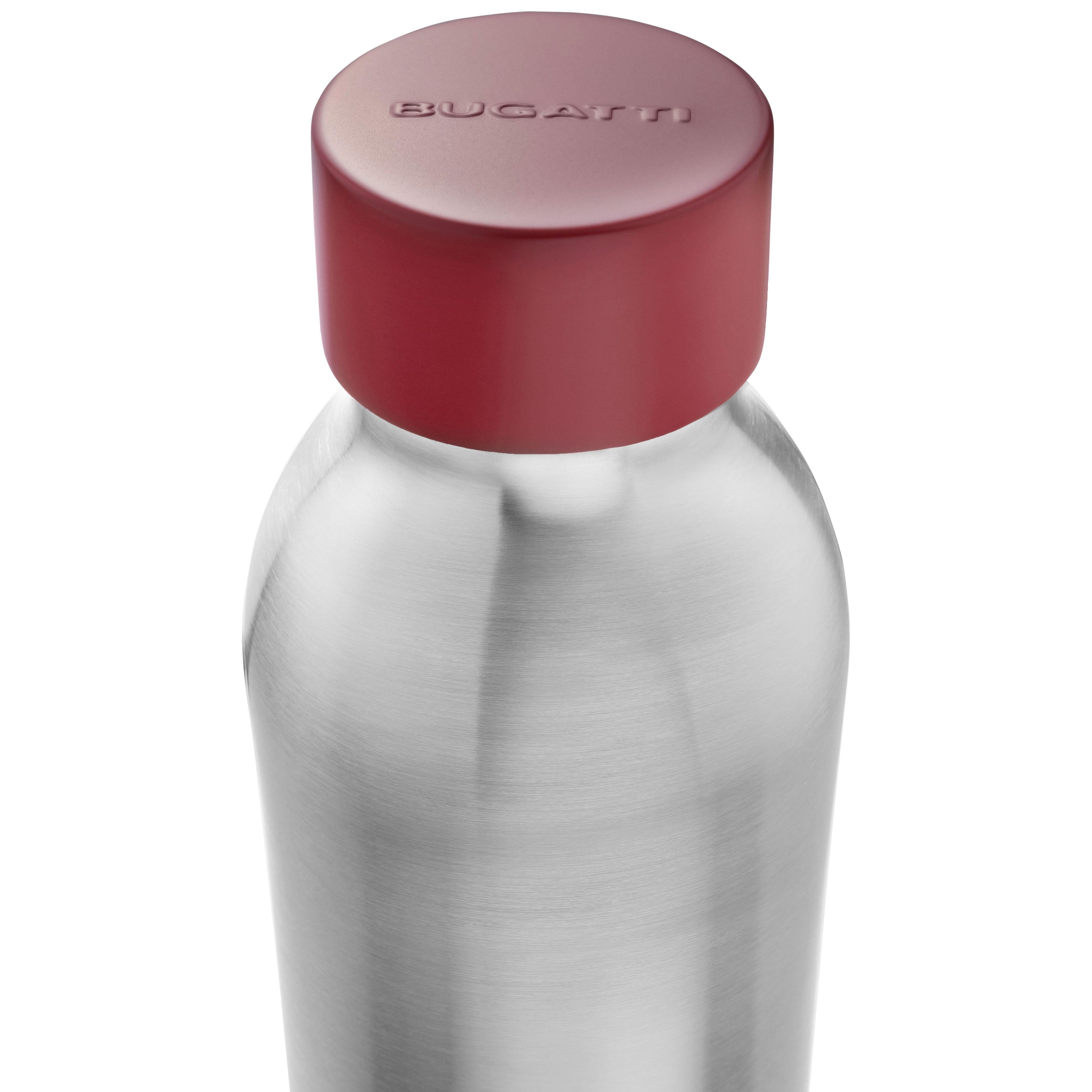 B Bottle Twin 350 ml / 11.8 fl. oz Steel Brushed Red Lid-Casa Bugatti USA