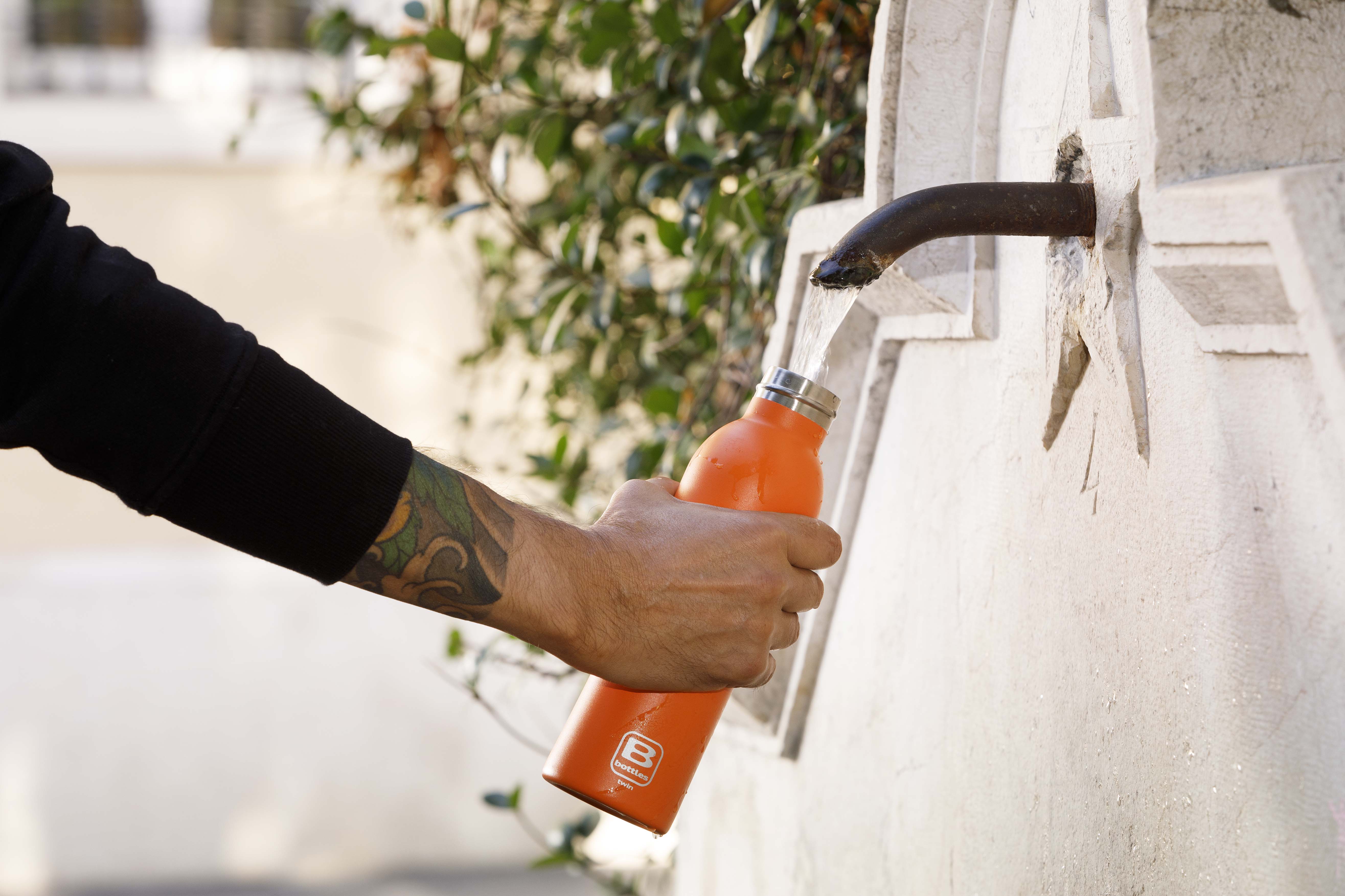 B Bottle Twin 500 ml / 16.9 fl. oz. Orange Sand Diamond Coating-Casa Bugatti USA