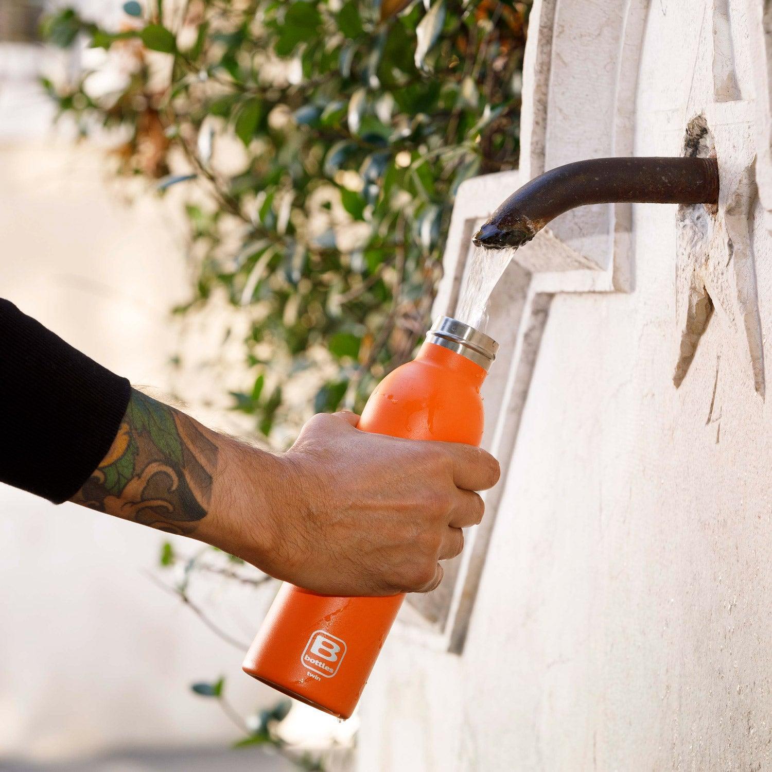 B Bottle Twin 500 ml / 16.9 fl. oz. Orange Sand Diamond Coating-Casa Bugatti USA