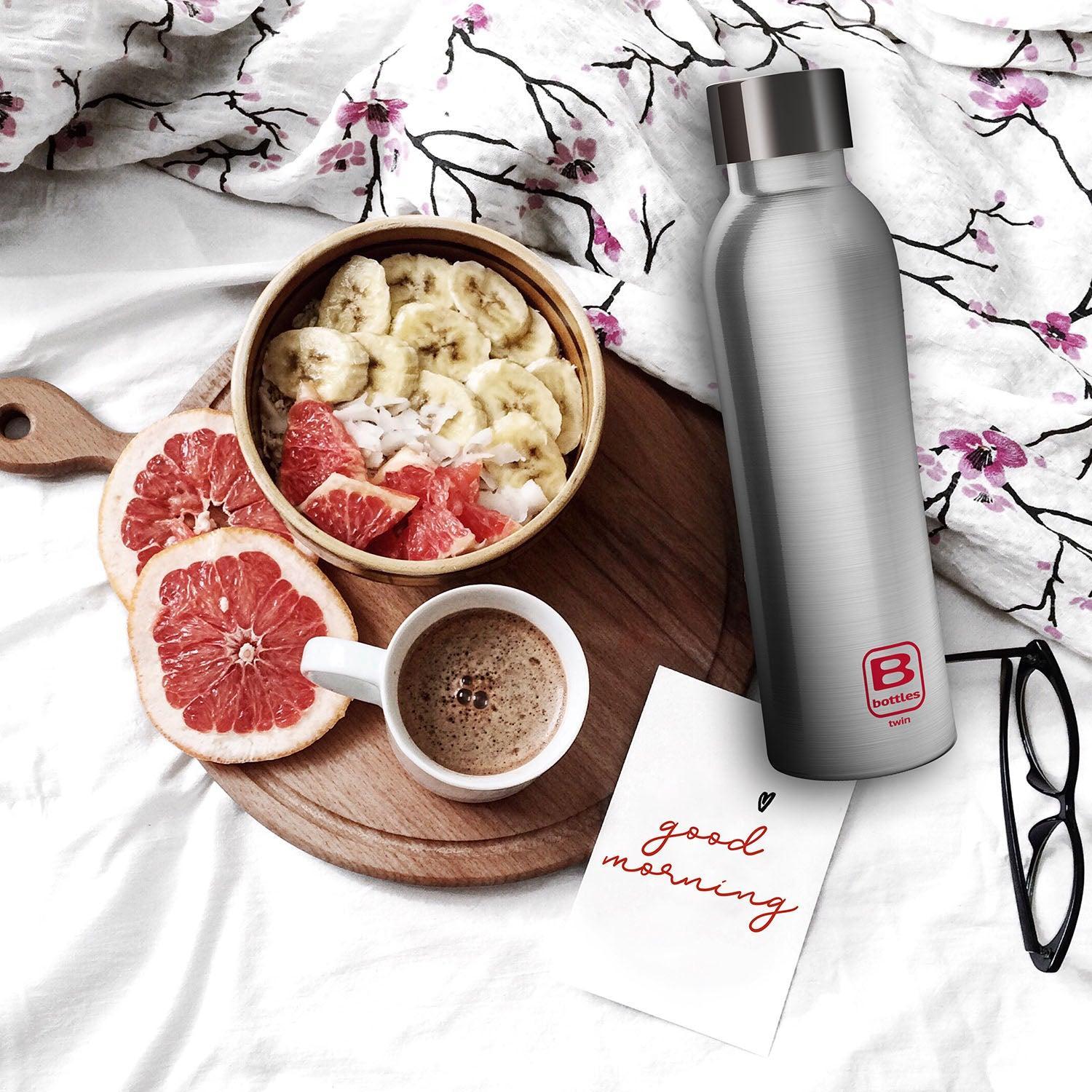 B Bottle Twin 500 ml / 16.9 fl. oz. Steel Brushed-Casa Bugatti USA