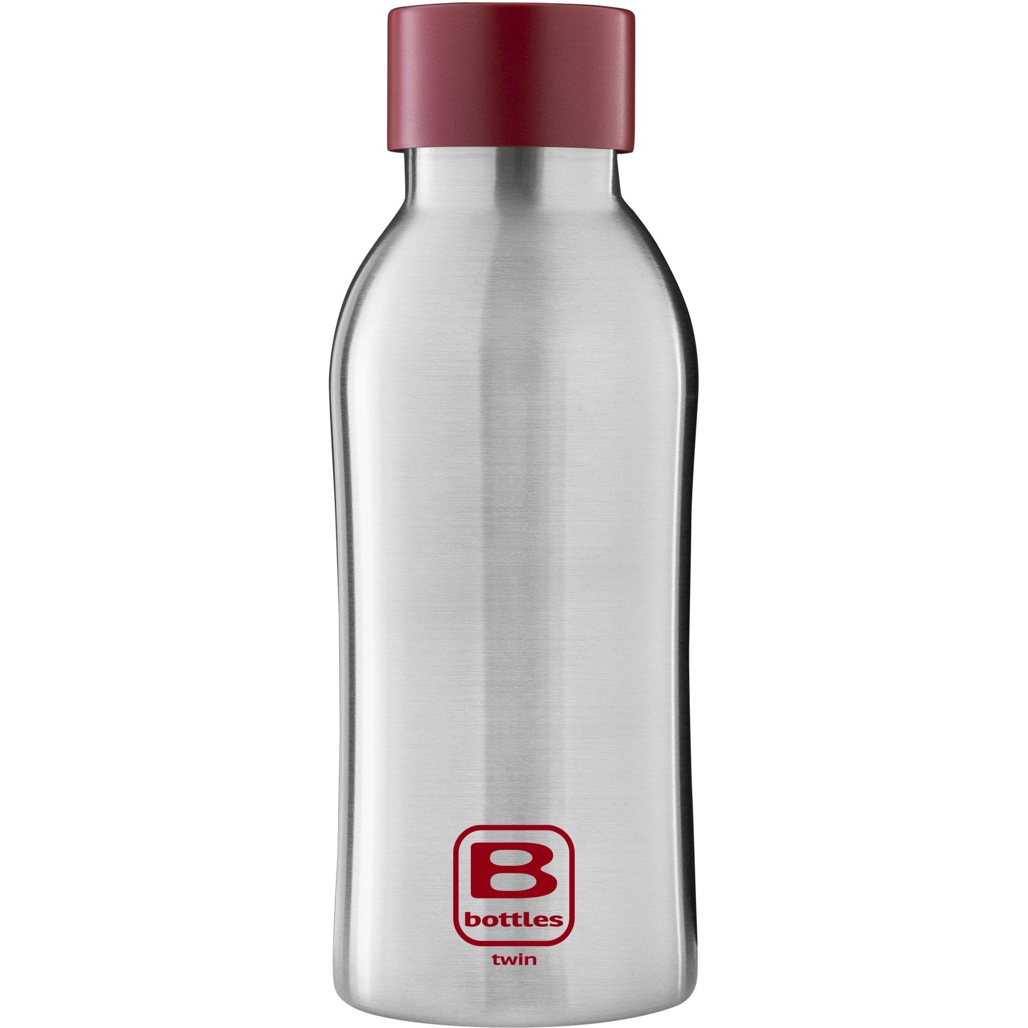 B Bottle Twin 350 ml / 11.8 fl. oz Steel Brushed Red Lid-Casa Bugatti USA