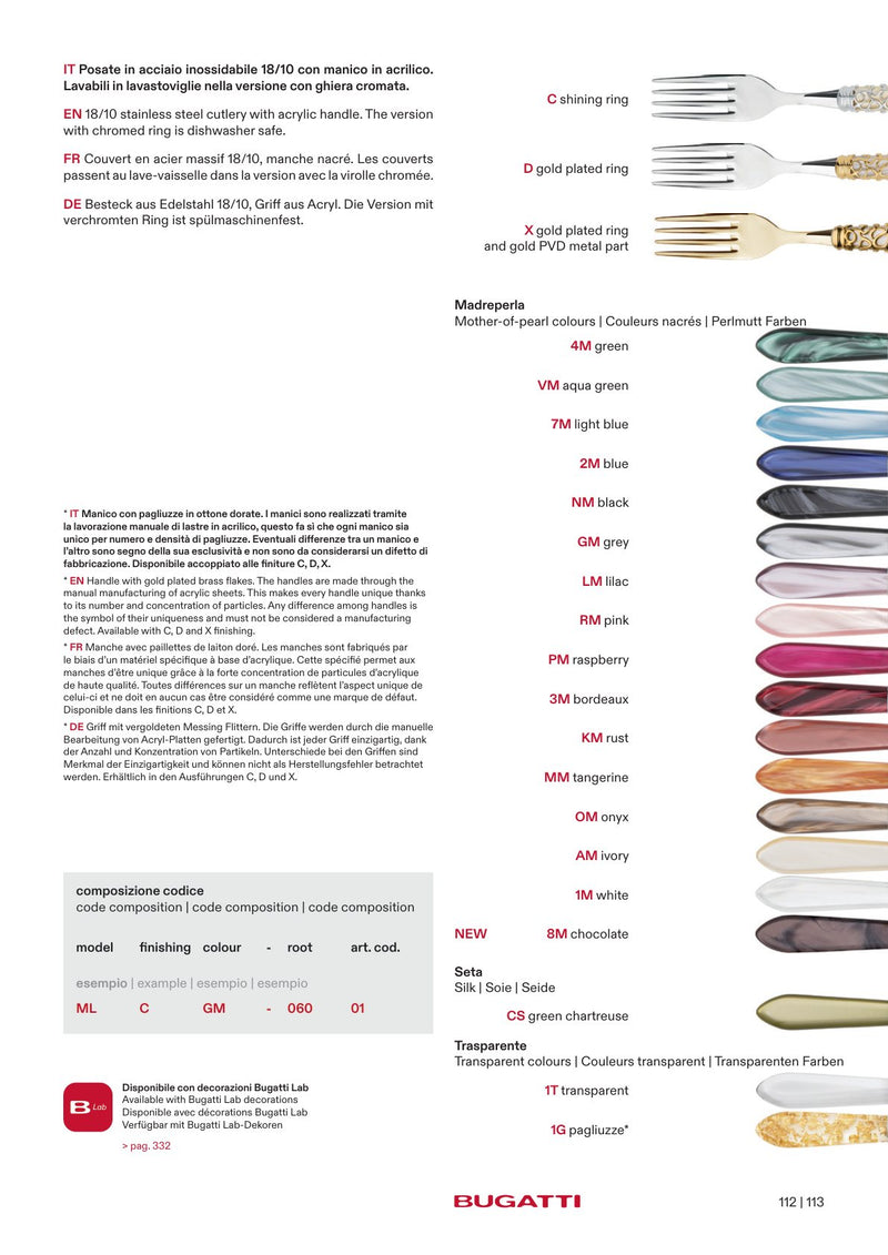 Melodia flatware, the pieces